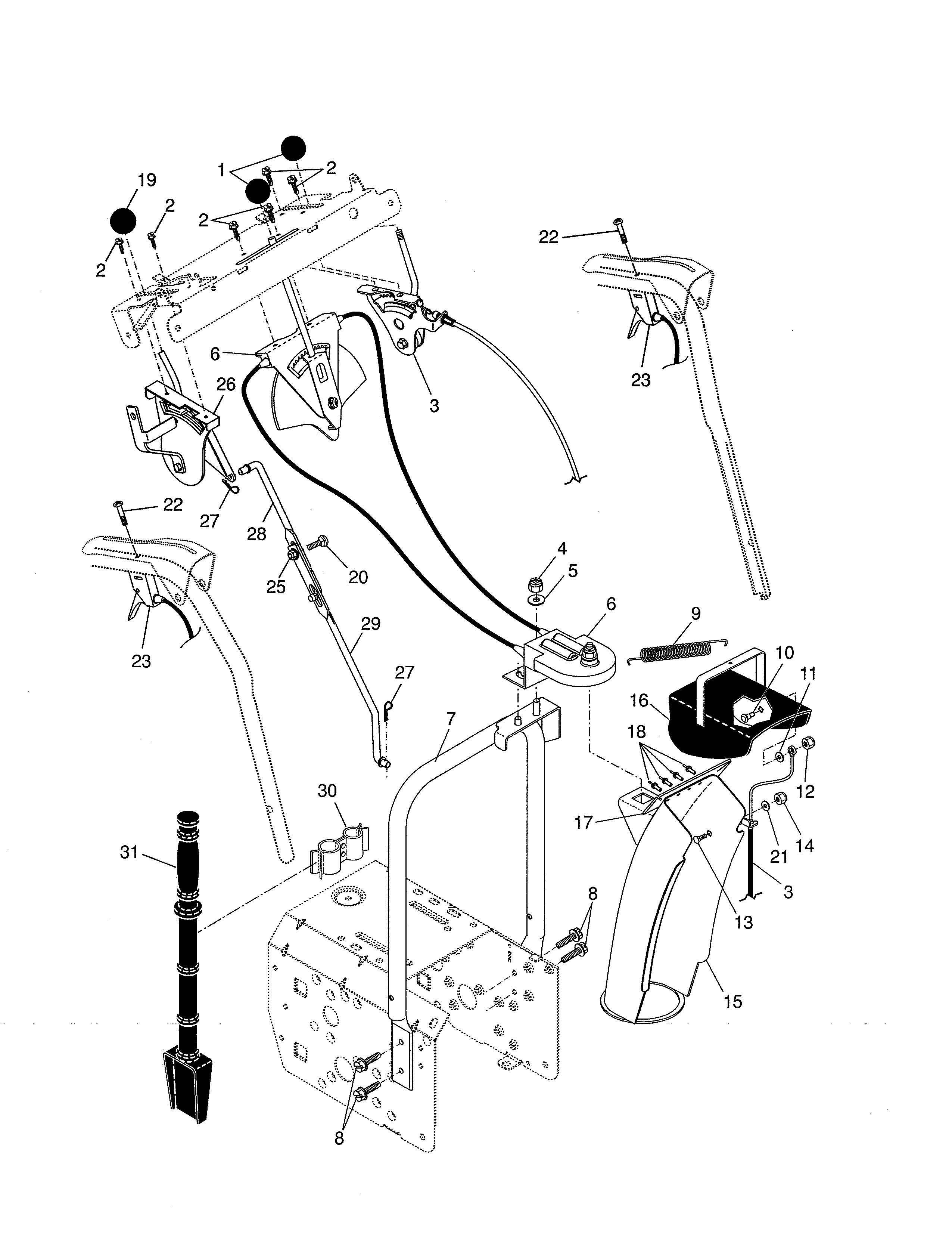 Poulan 96192000700 control panel/discharge chute diagram