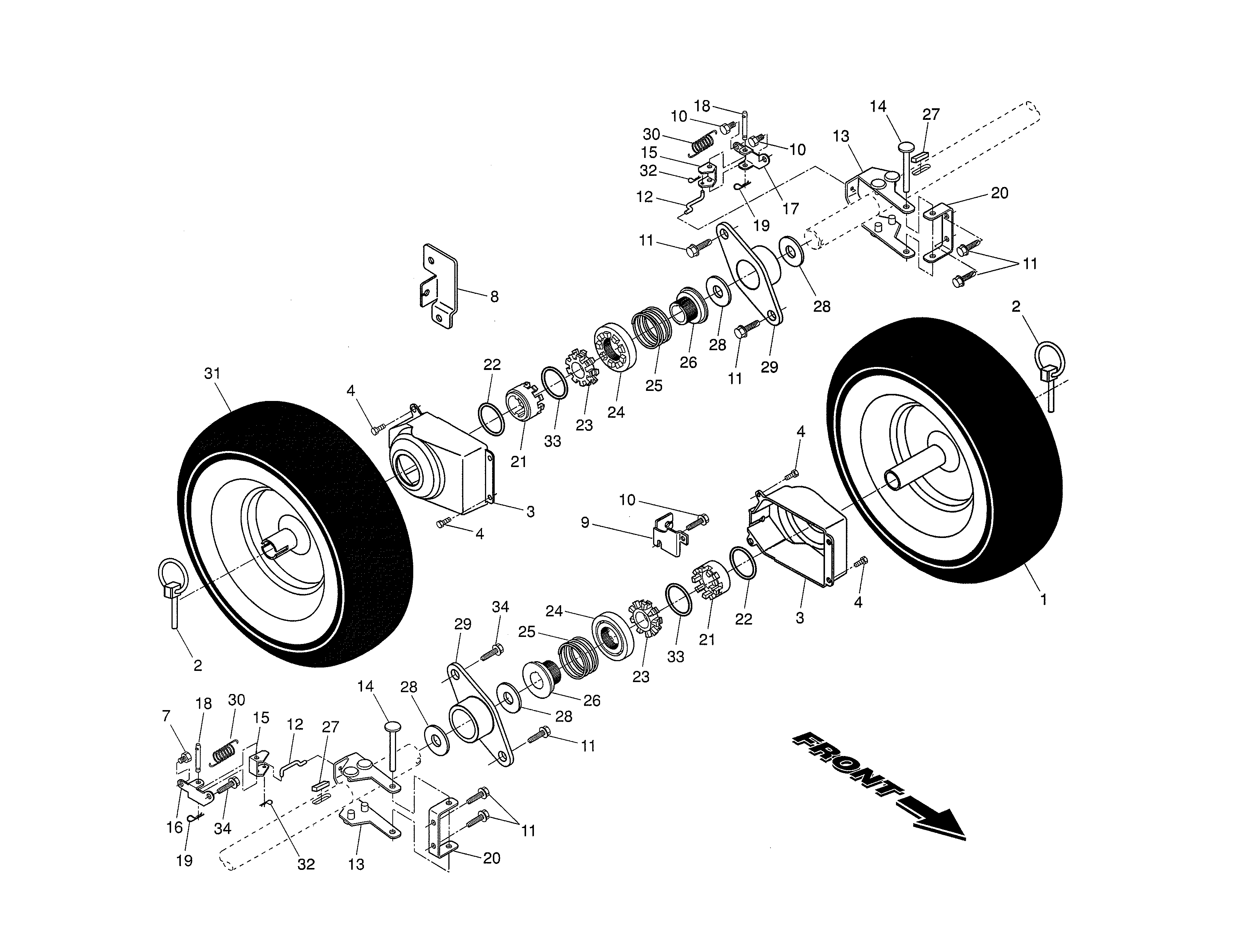 Poulan 96192001902 wheels diagram