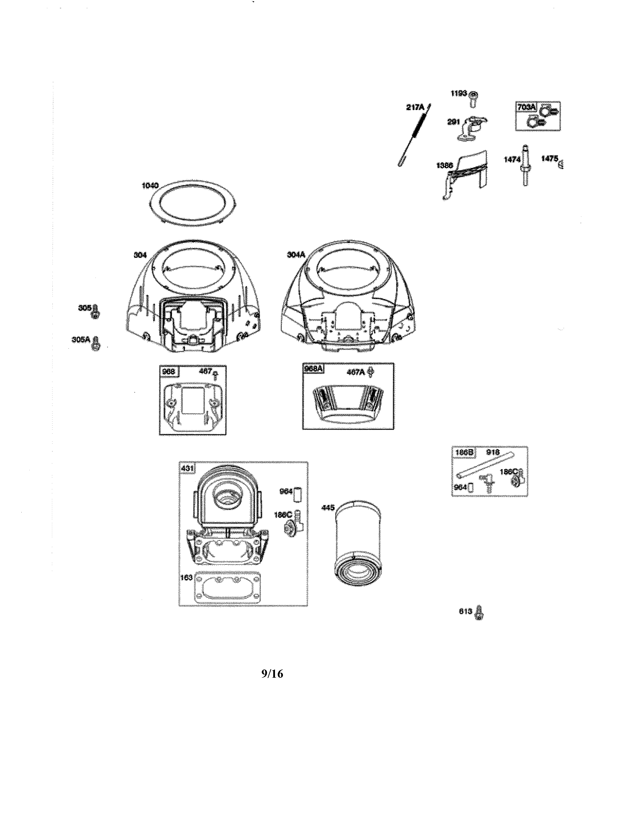 Poulan PB20VA46-96042017000 blower housing/air cleaner diagram