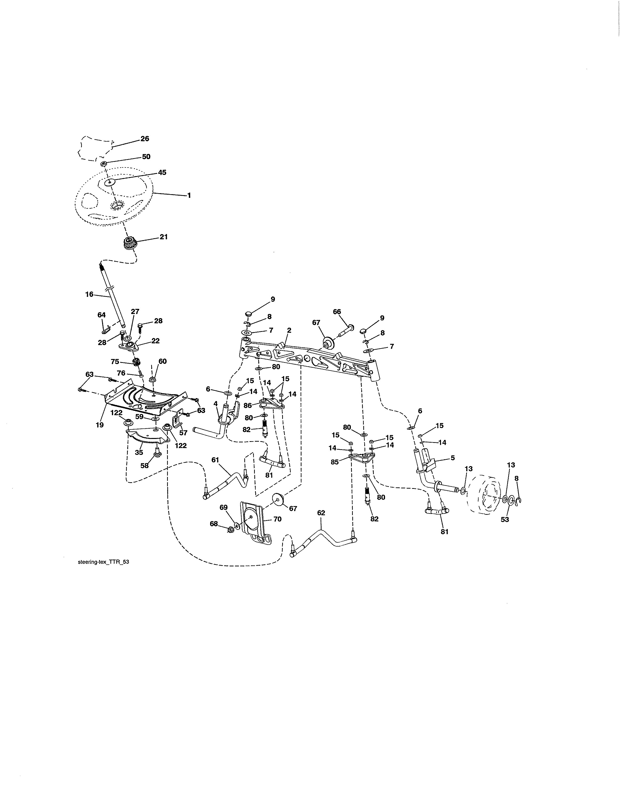 Craftsman 917204010 steering assembly diagram