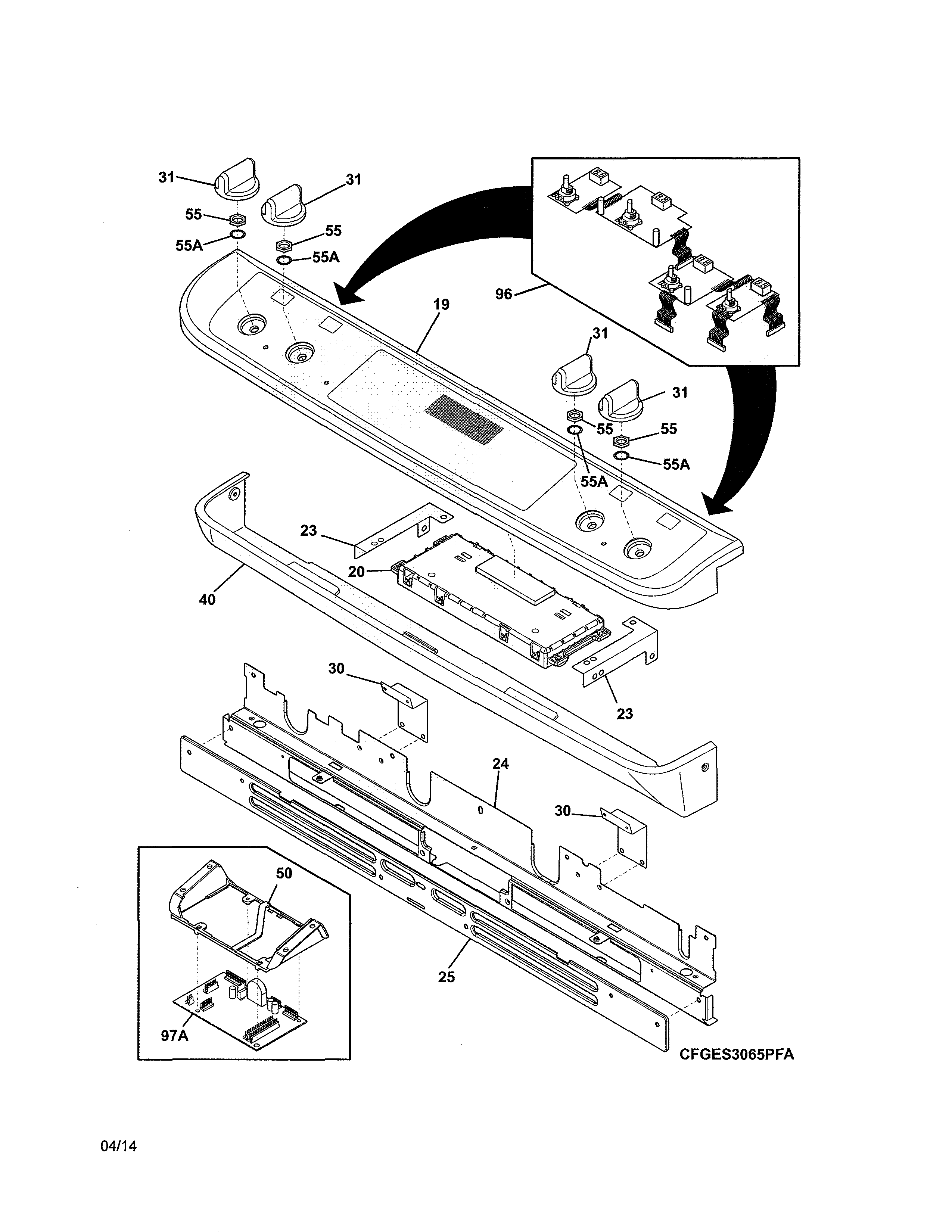 Frigidaire FGES3065PFC backguard diagram