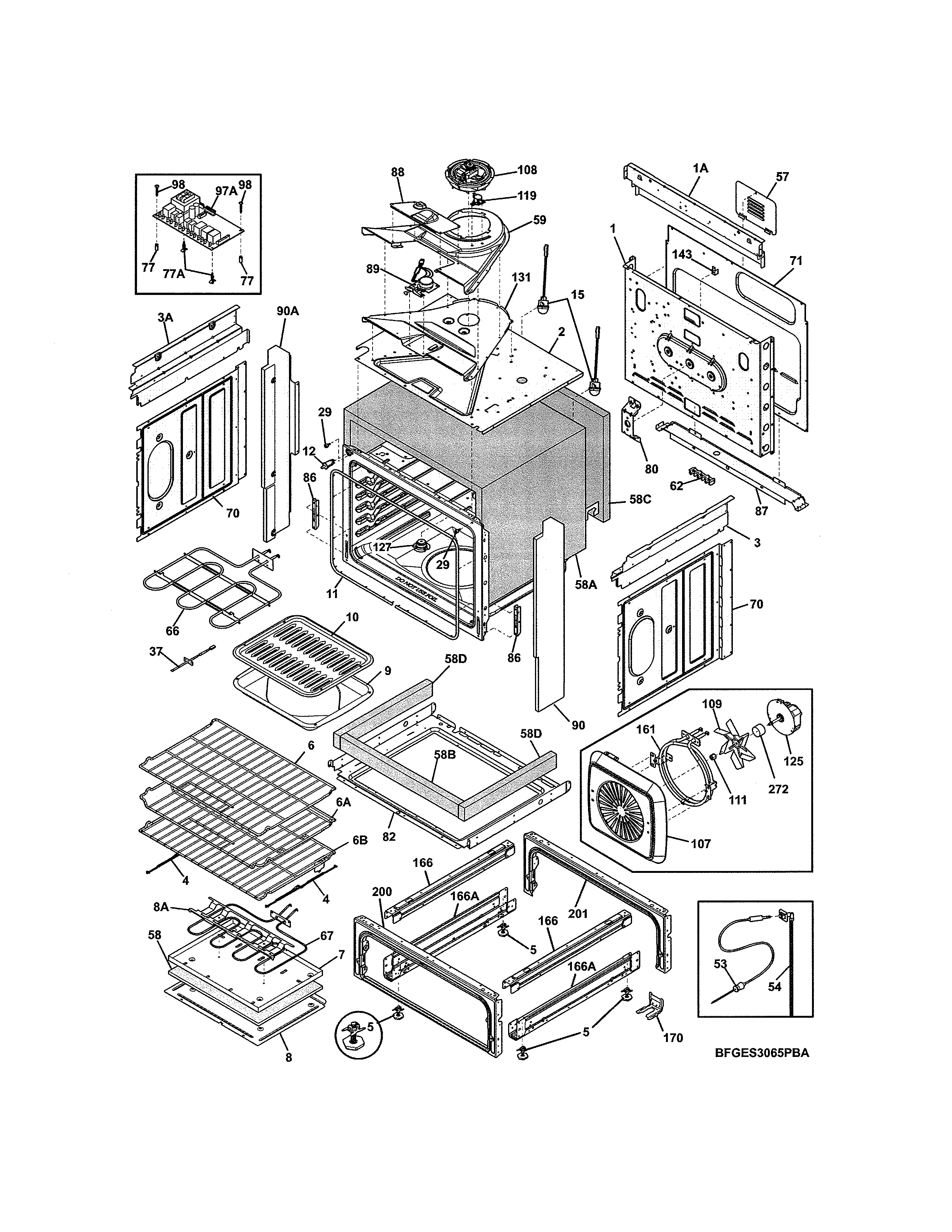 Frigidaire FGES3065PFC body diagram