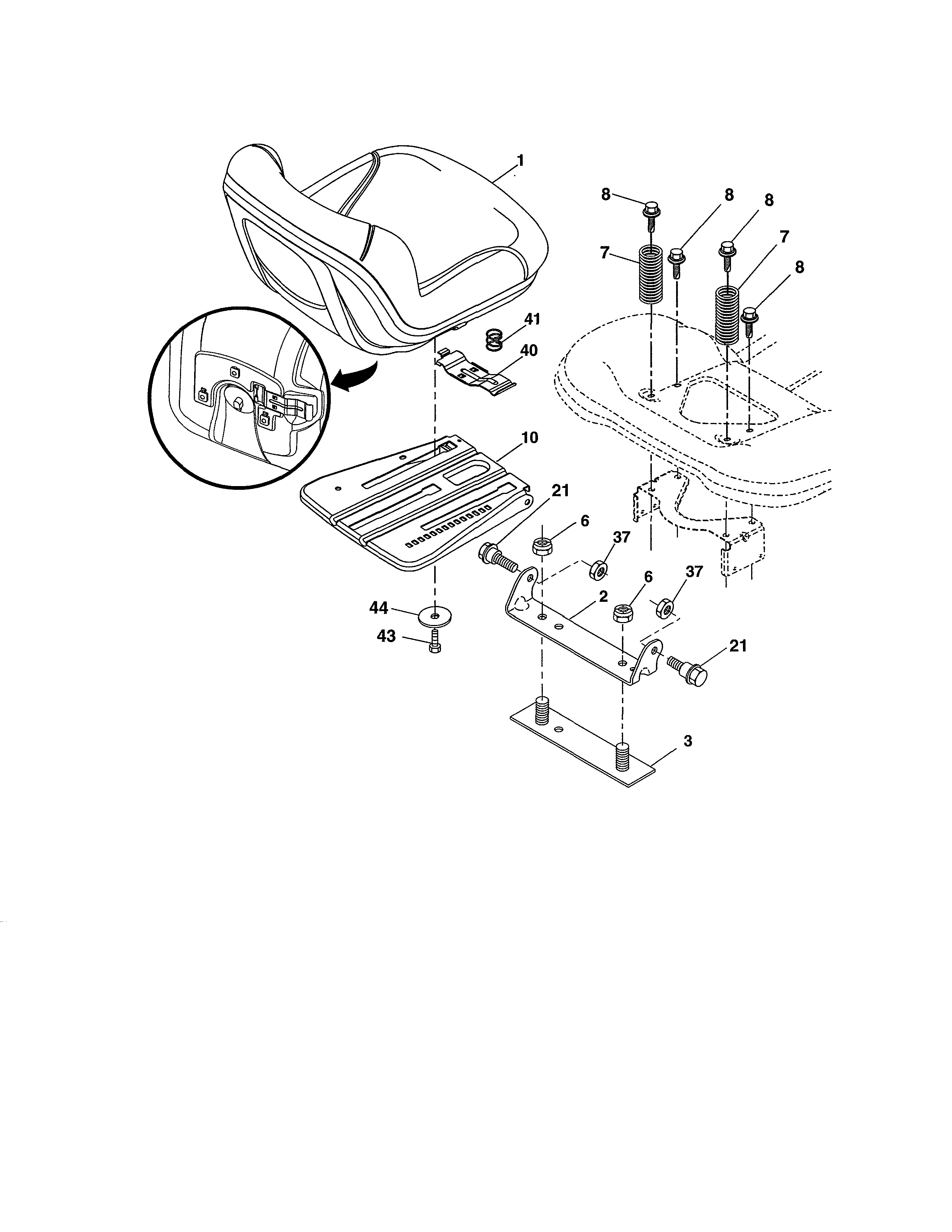 Craftsman 917991390 seat assembly diagram