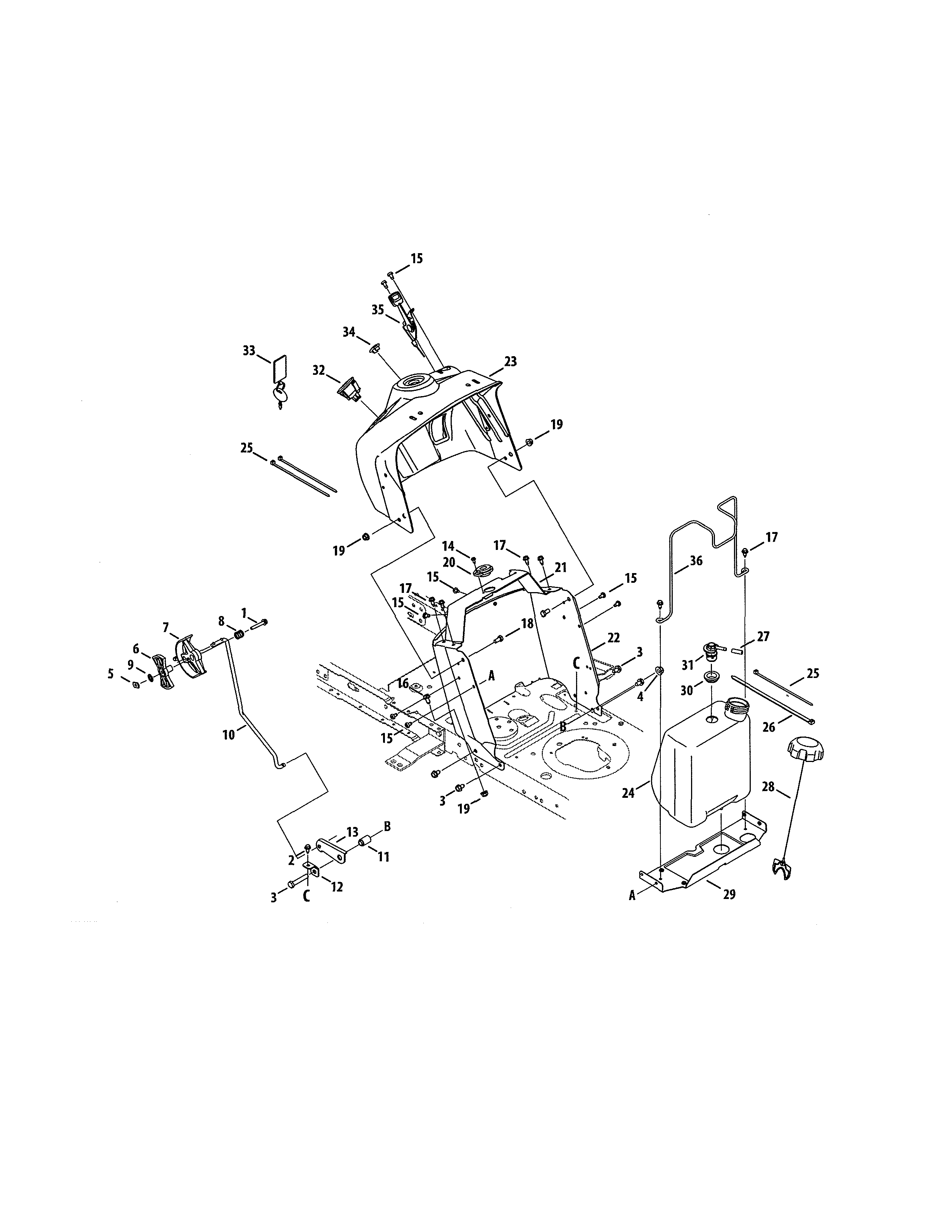 Craftsman 247203706 fuel tank/dash panel diagram