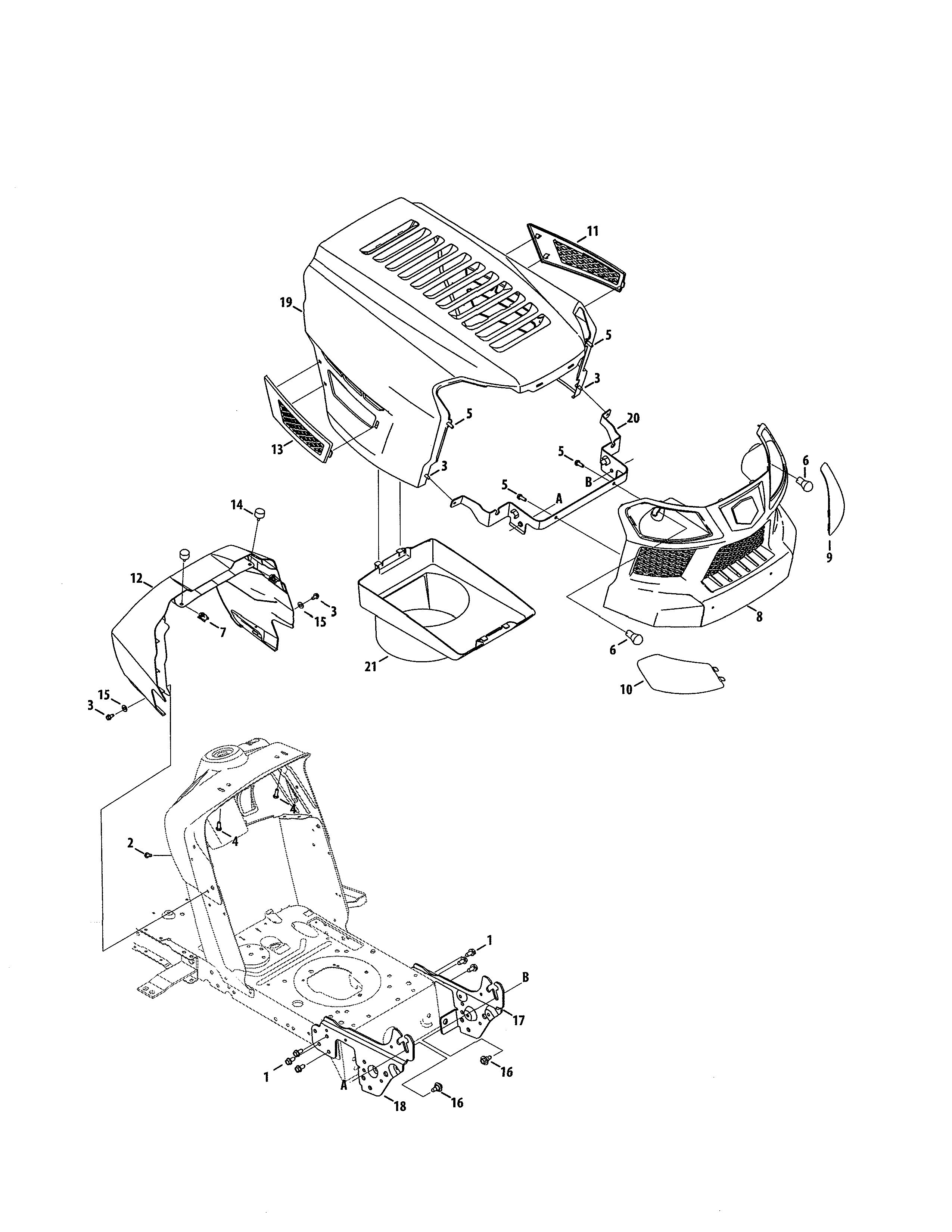 Craftsman 247203716 hood/bumper diagram