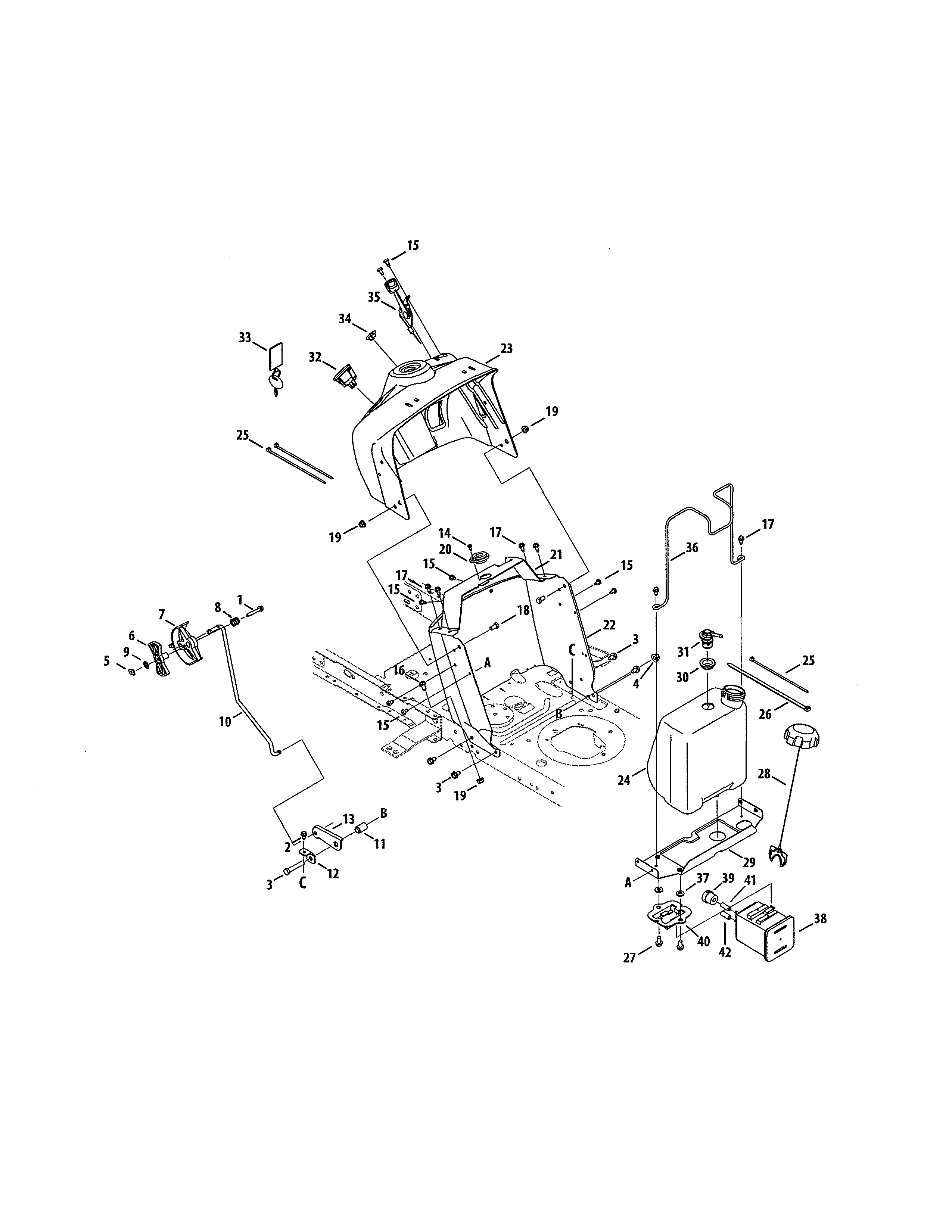 Craftsman 247203716 fuel tank/dash panel diagram