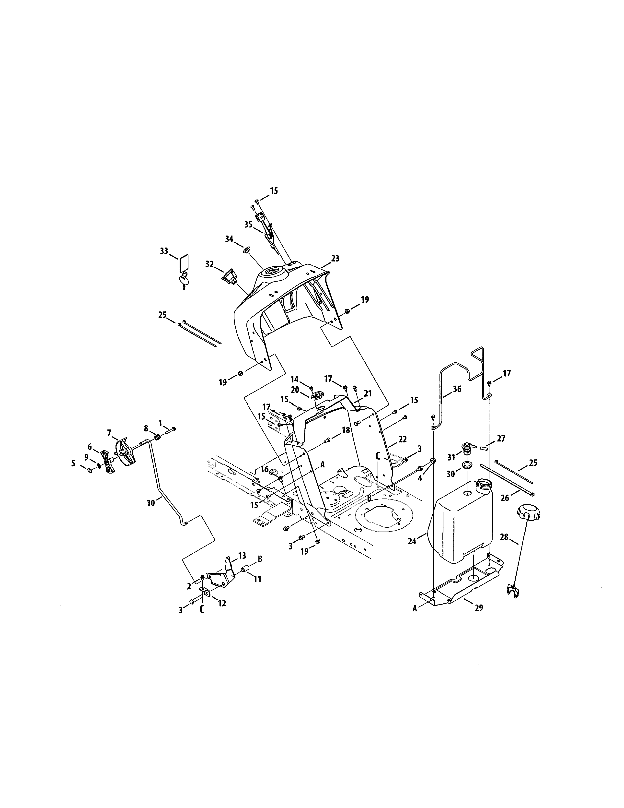 Craftsman 247203726 fuel tank/dash panel diagram