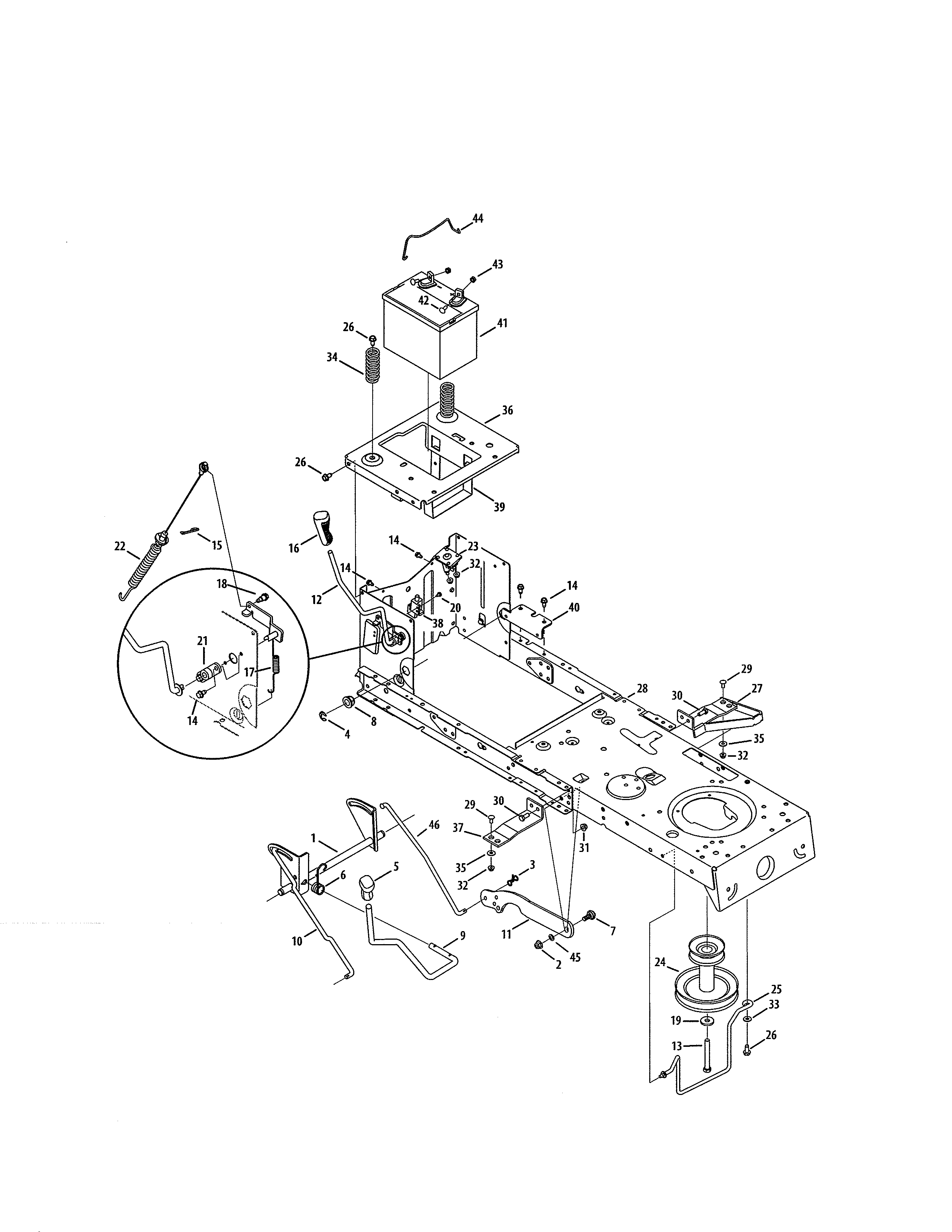 Craftsman 247203726 frame/battery diagram