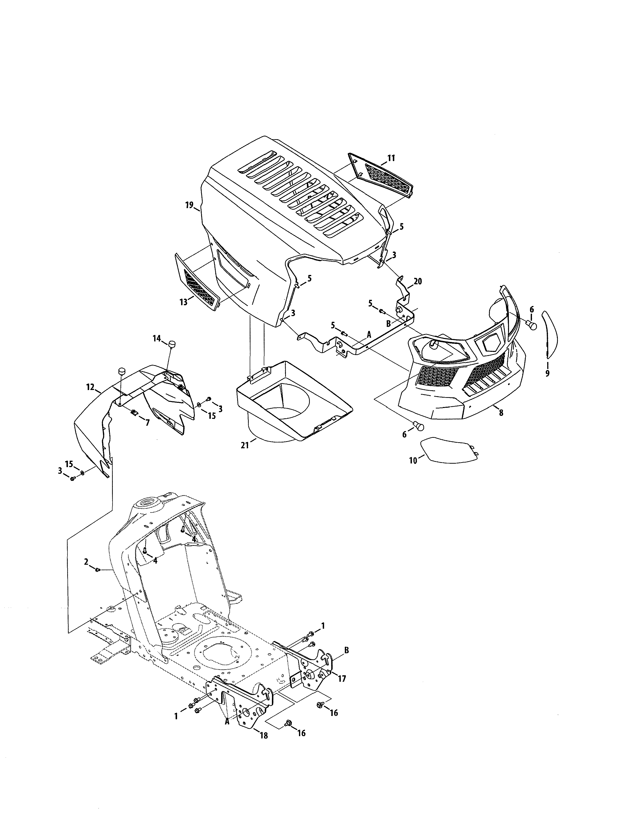 Craftsman 247203776 bumper/hood diagram