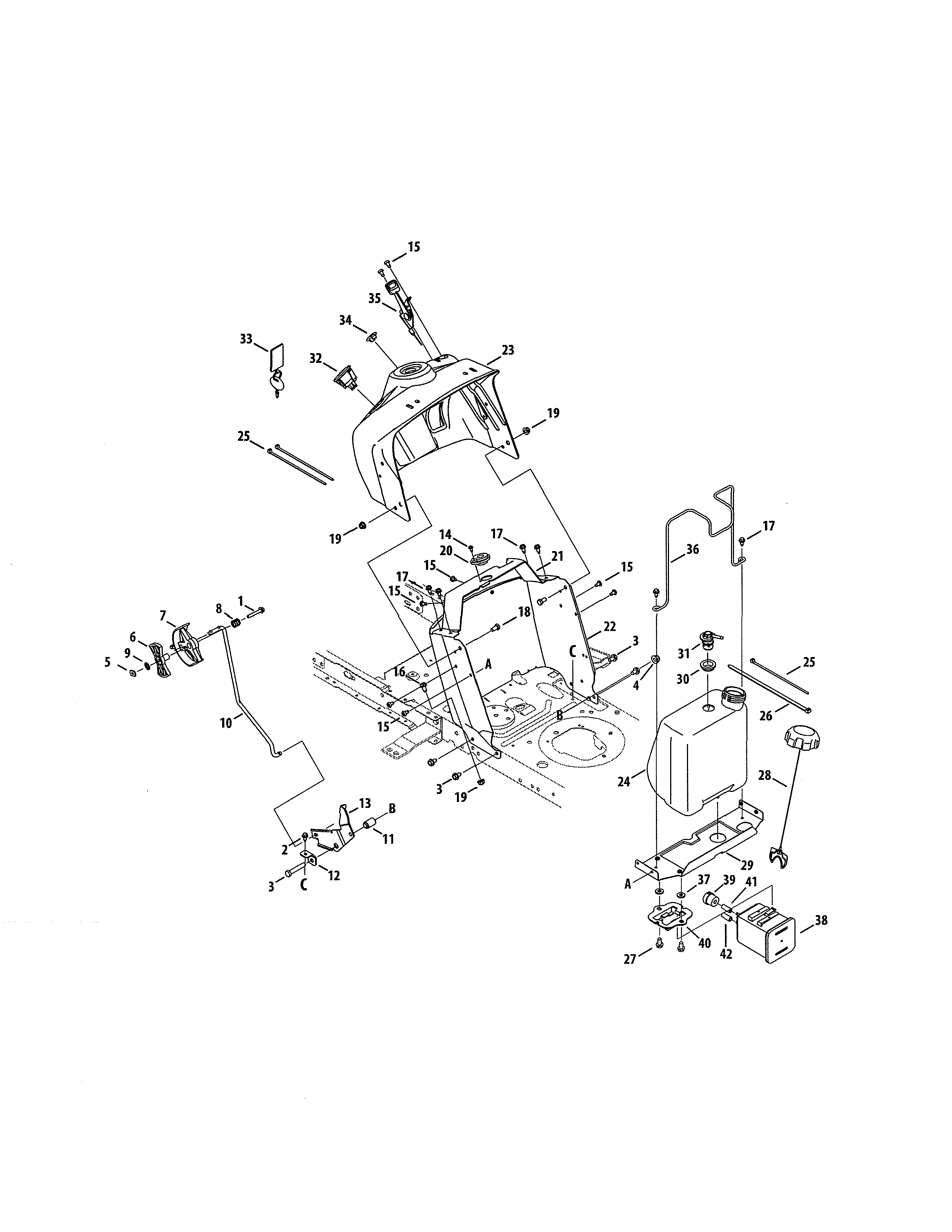 Craftsman 247203776 dash panel/fuel tank diagram