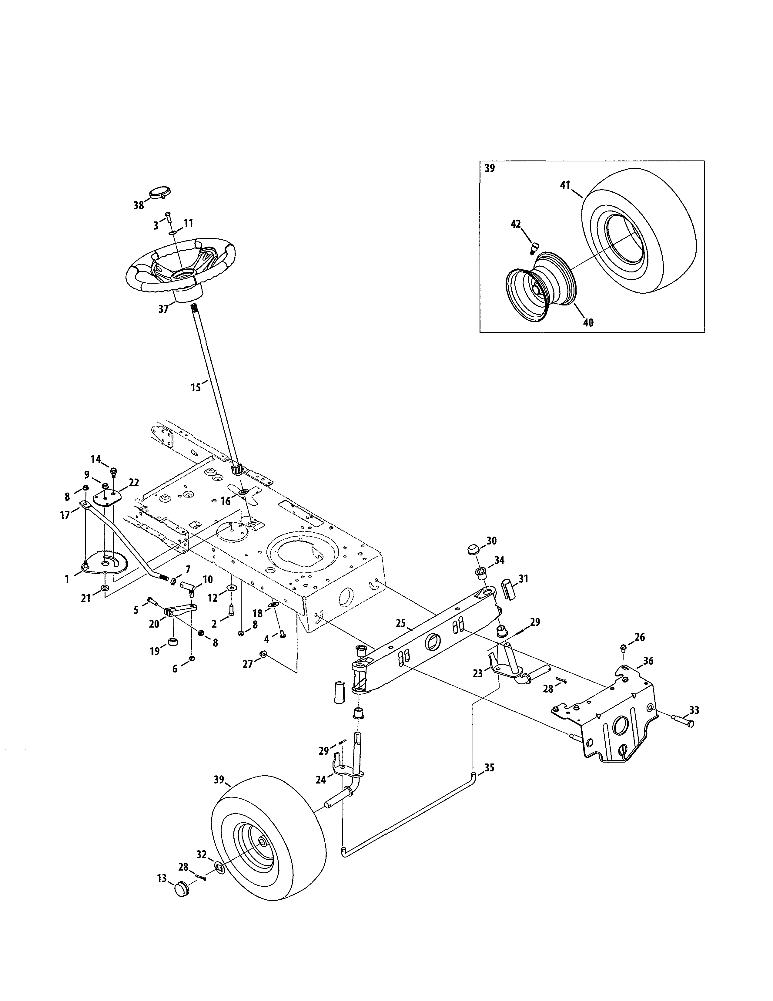 Craftsman 247203776 steering/wheel diagram