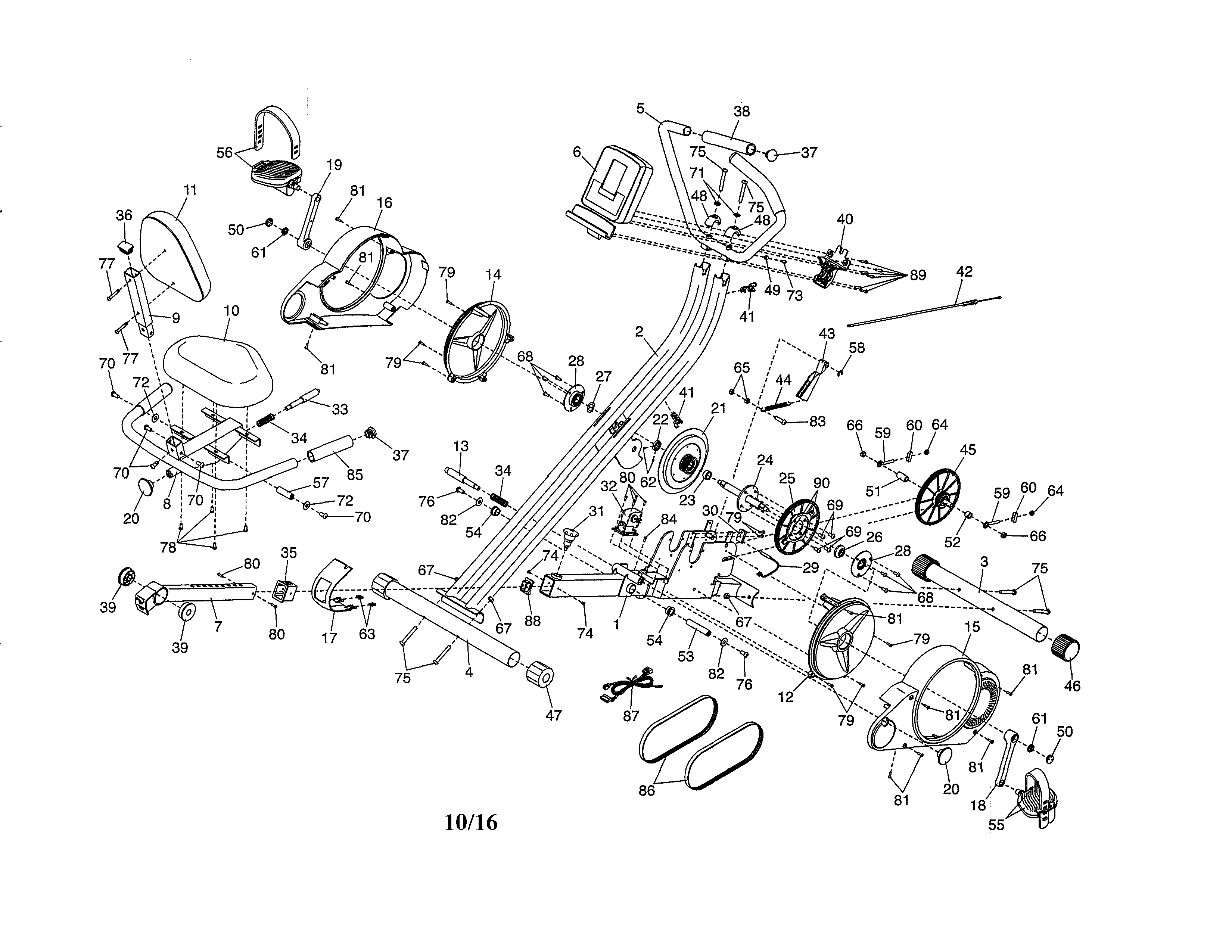 Proform 831219260 exercise bike diagram