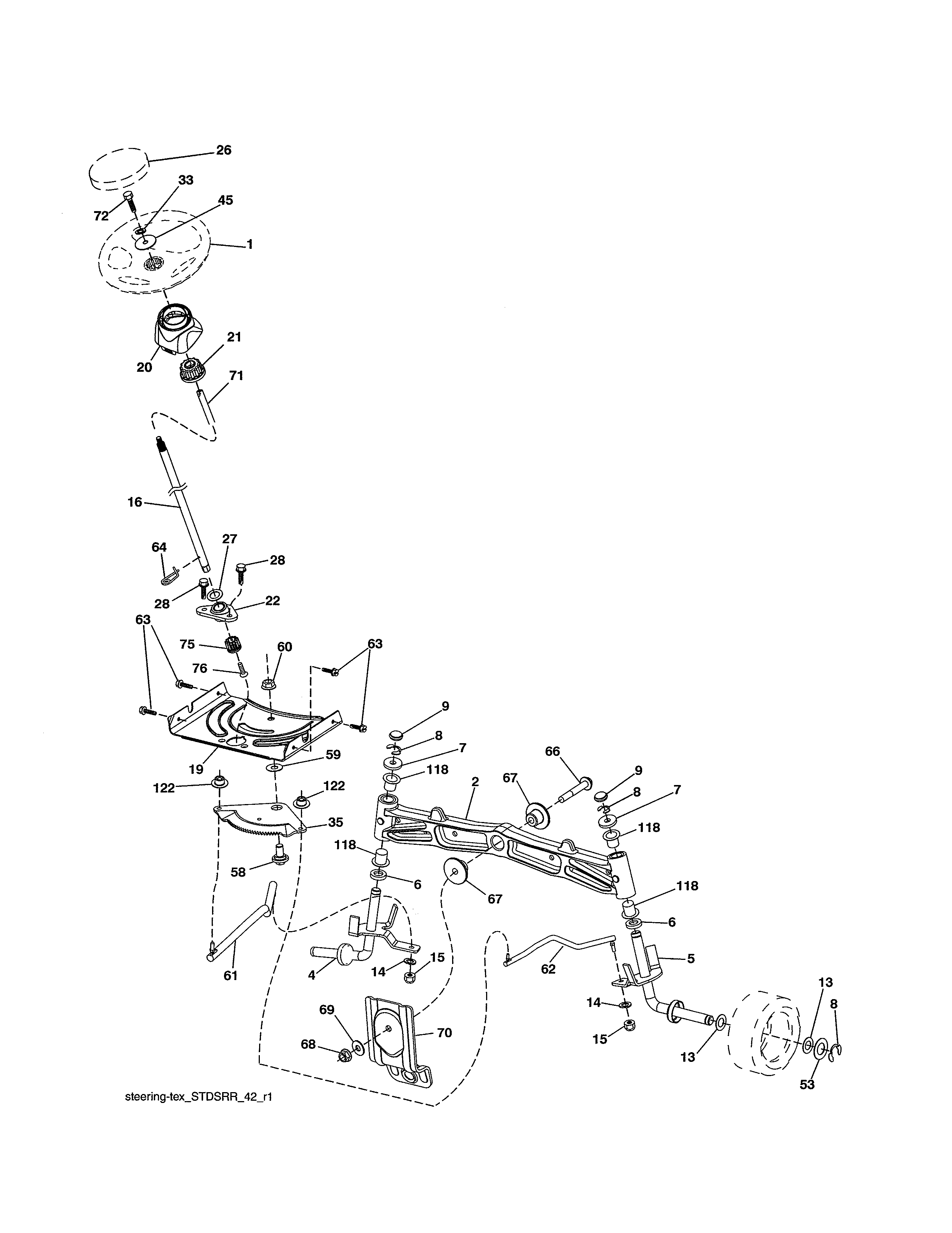 Craftsman 917989260 steering assembly diagram