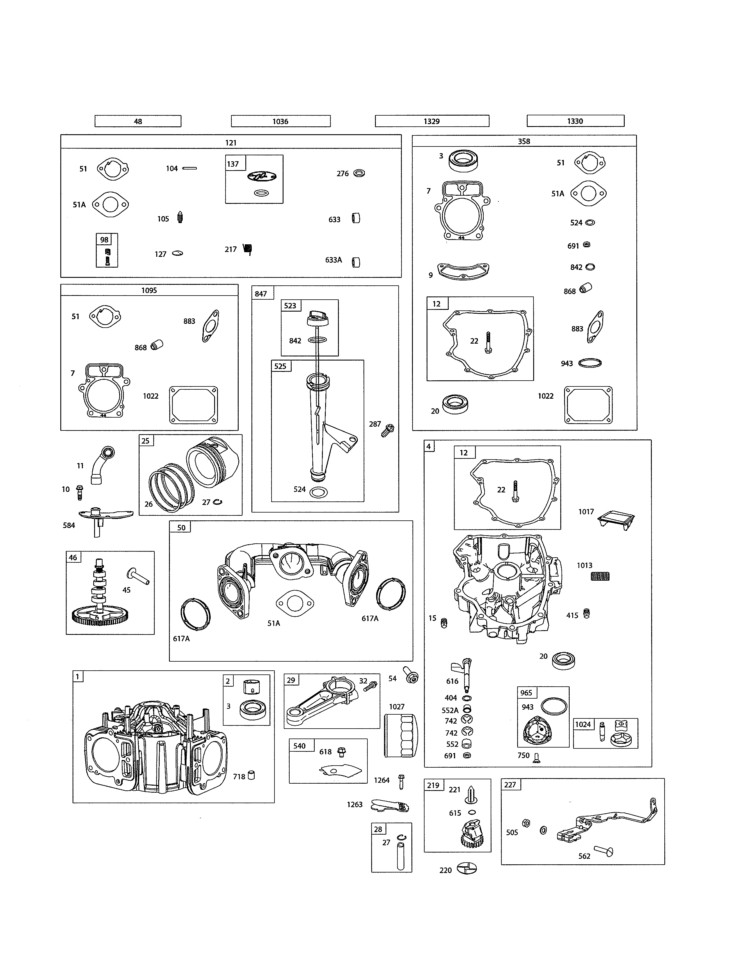 Craftsman 917989850 cylinder/sump/gasket sets diagram