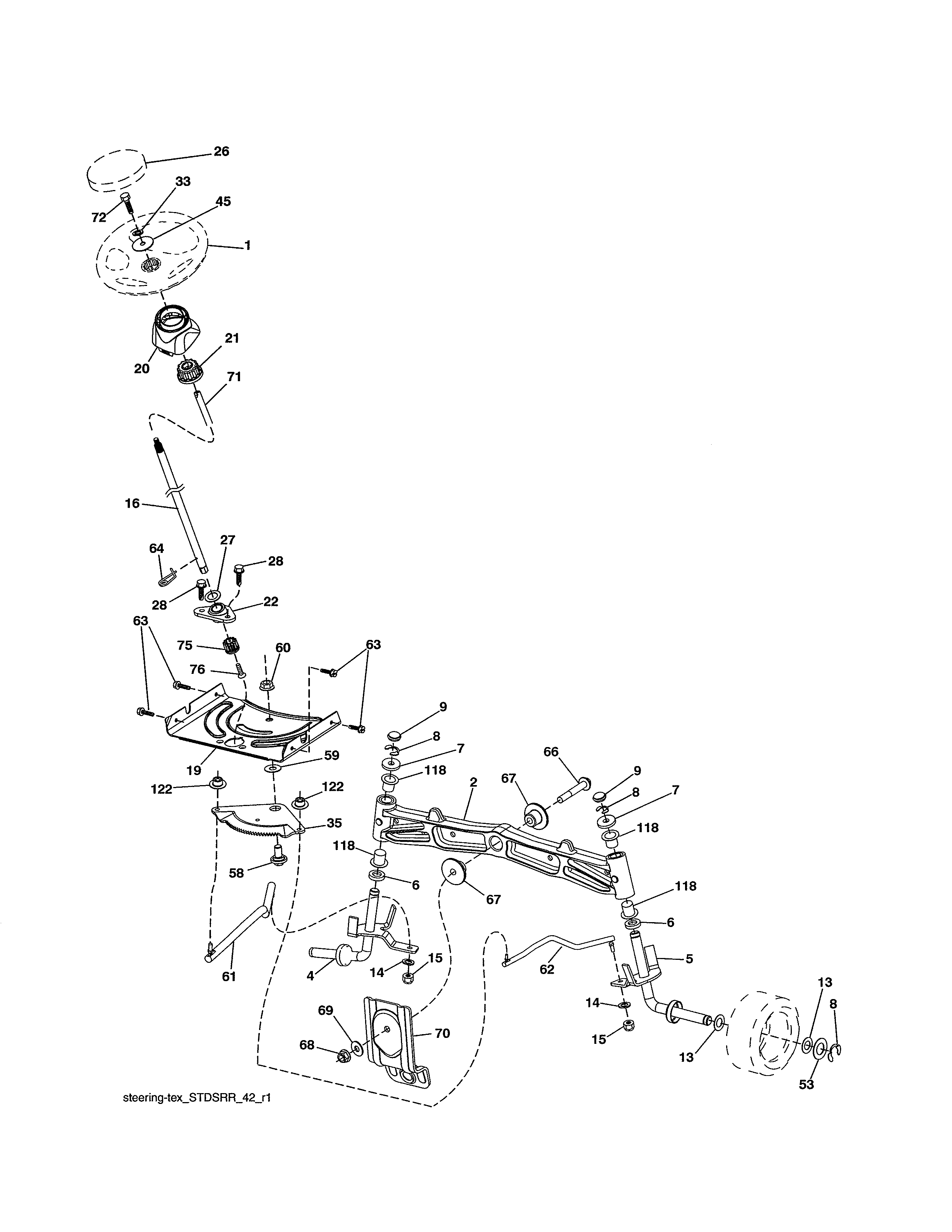 Craftsman 917991090 steering assembly diagram