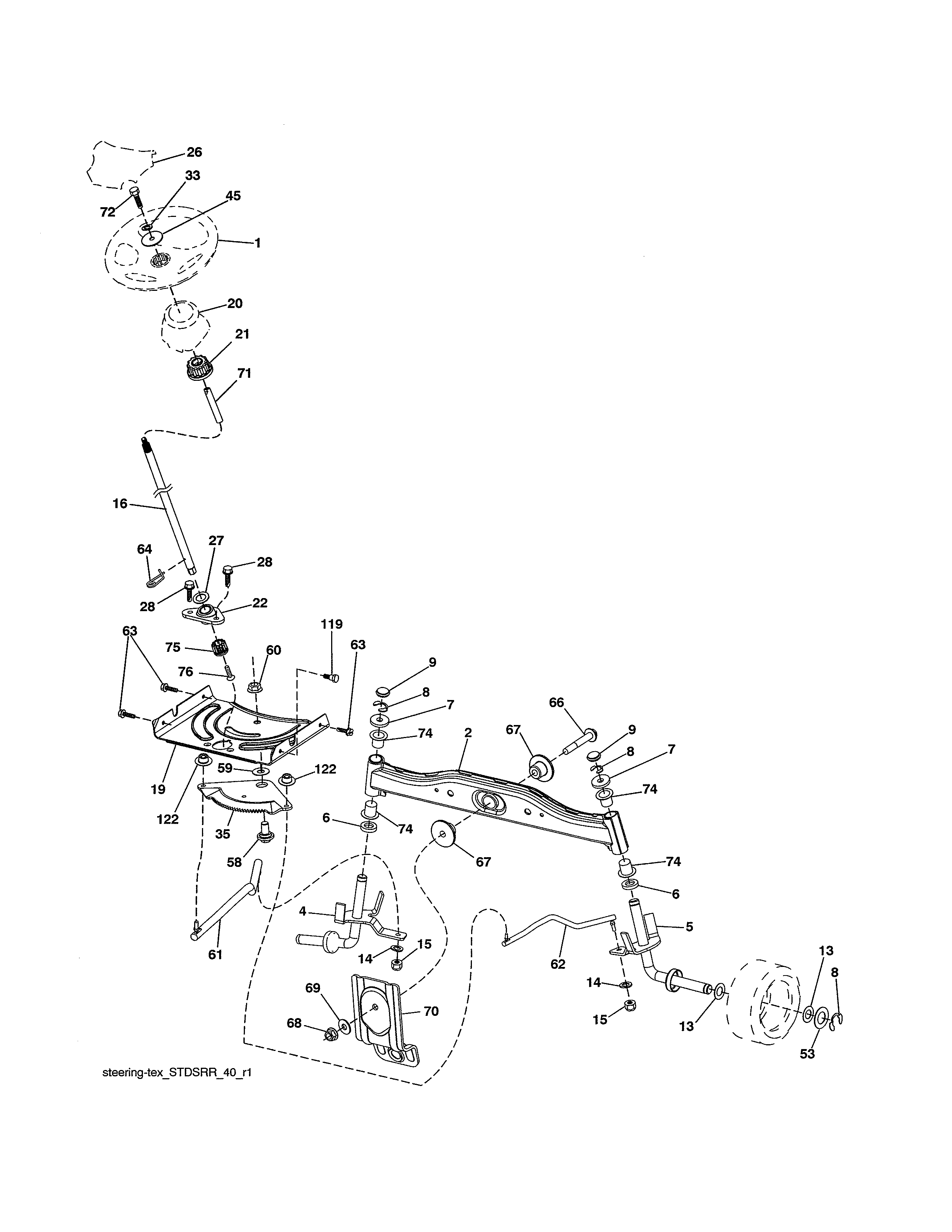Craftsman 917991470 steering assembly diagram