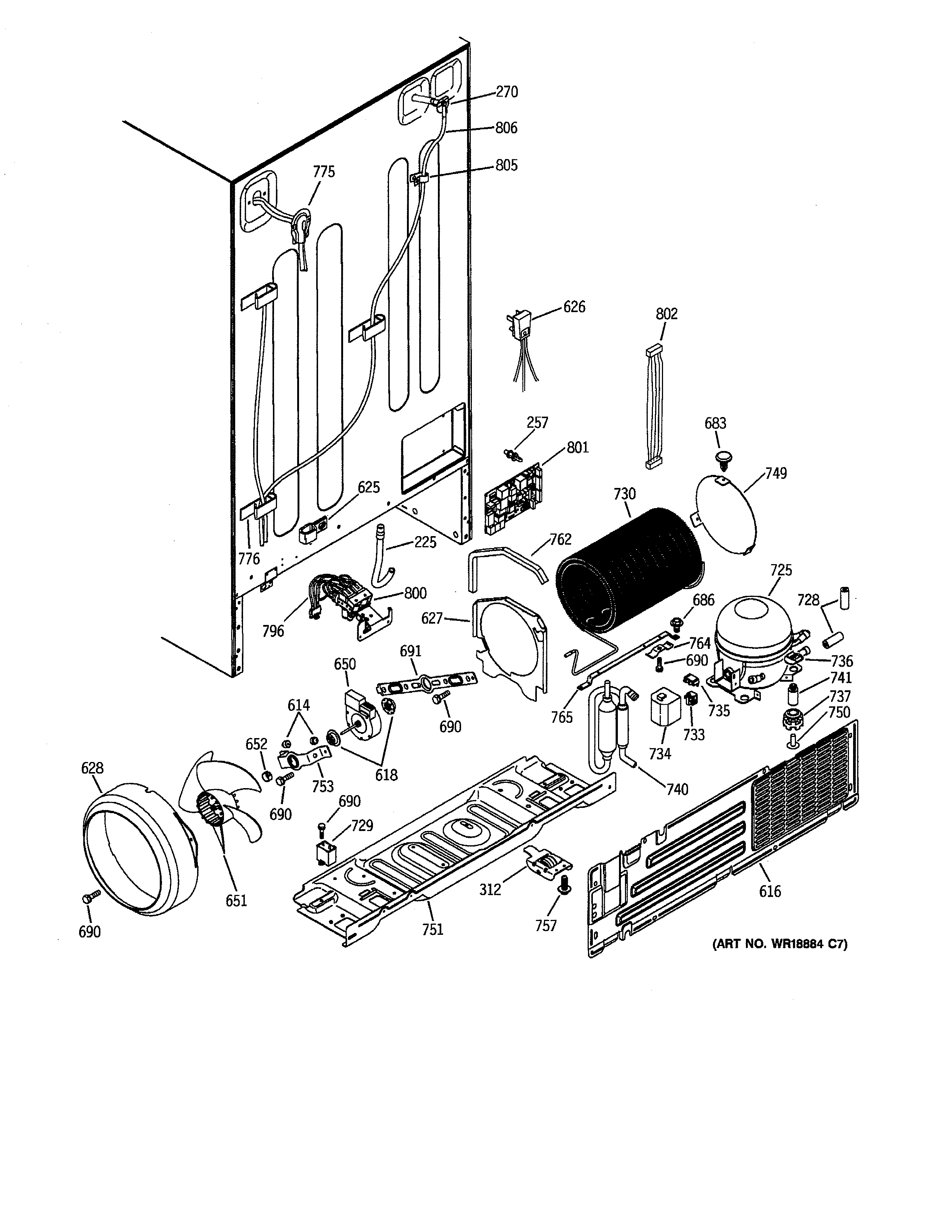 GE PSS27NHMDWW sealed system & mother board diagram