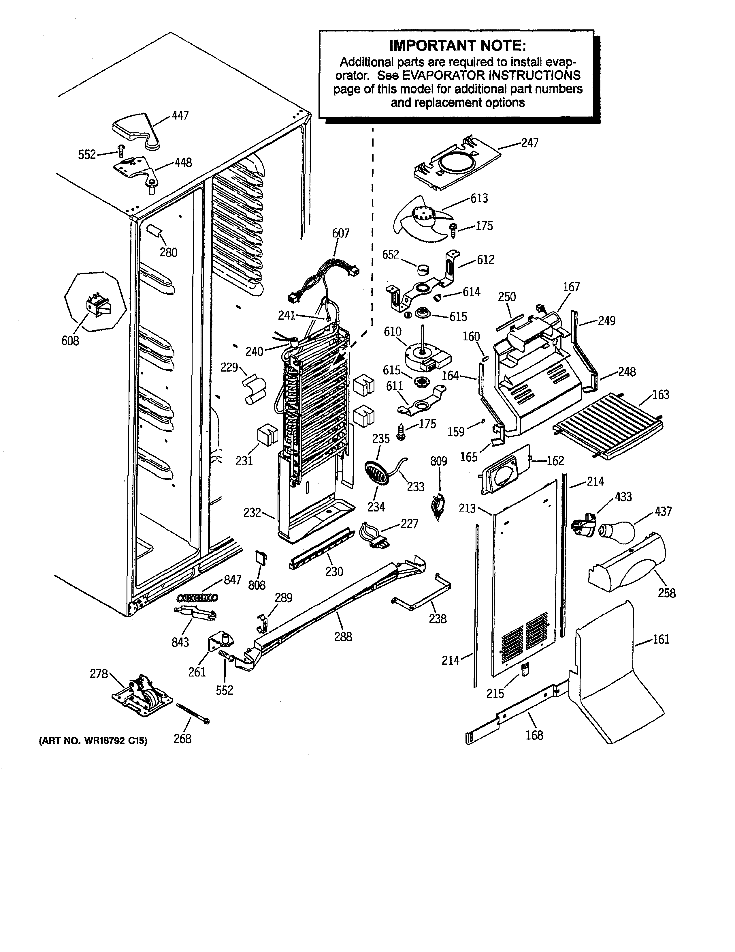 GE PSS27NHMDWW freezer section diagram