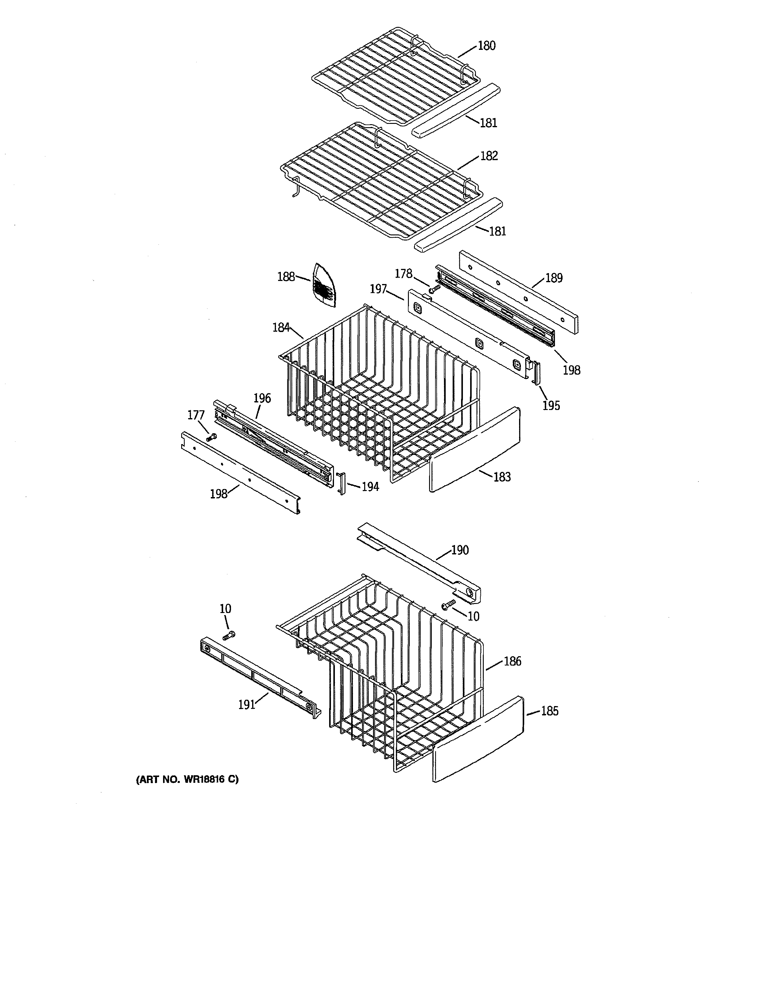GE PSS27NHMDWW freezer shelves diagram