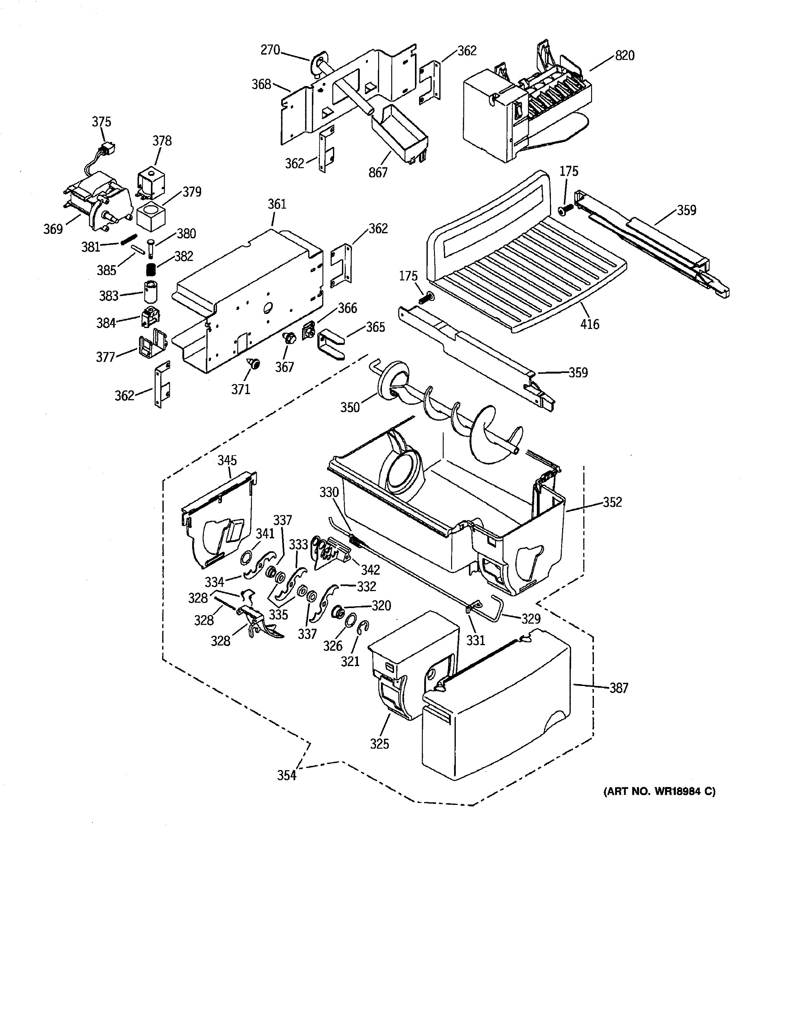 GE PSS27NHMDWW ice maker & dispenser diagram