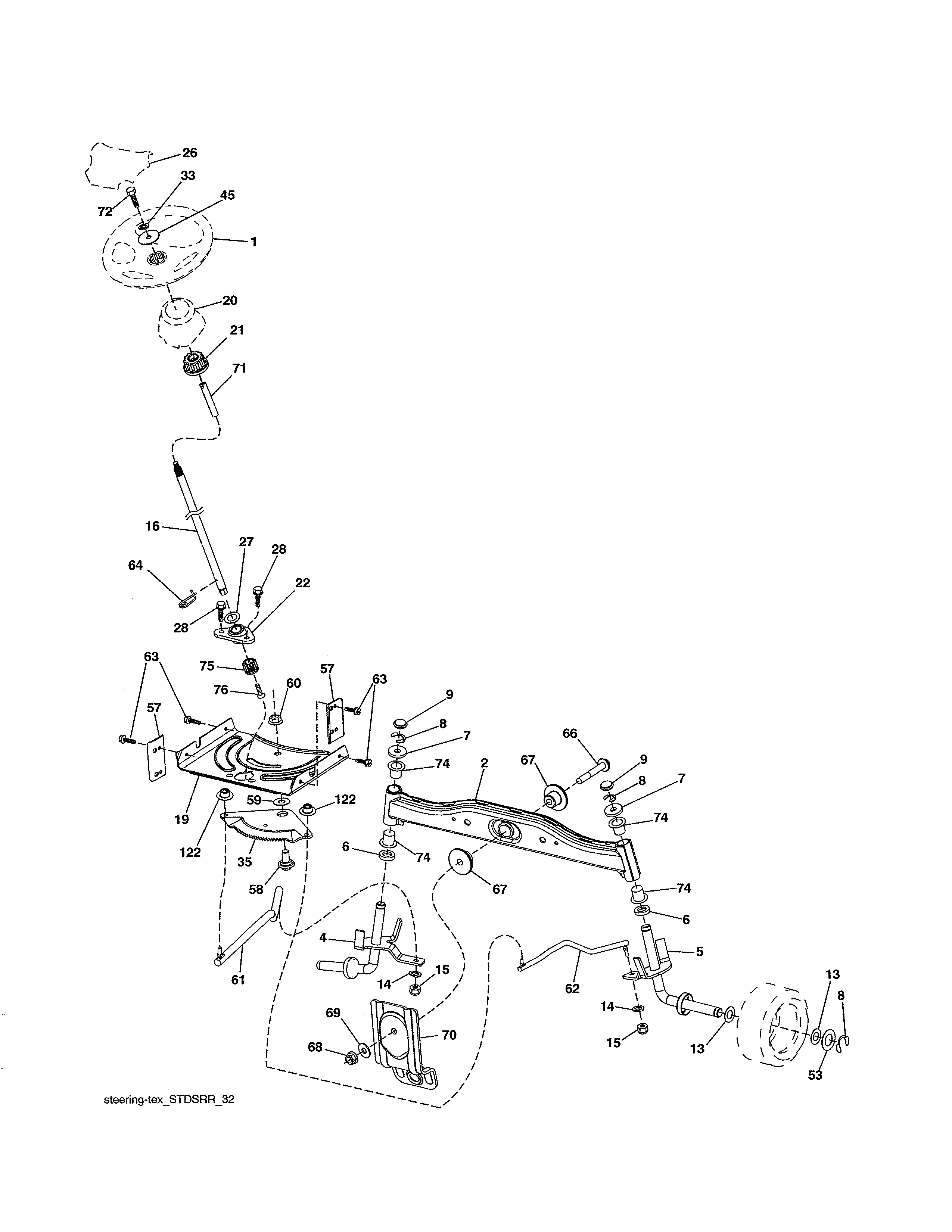 Craftsman 917990030 steering assembly diagram
