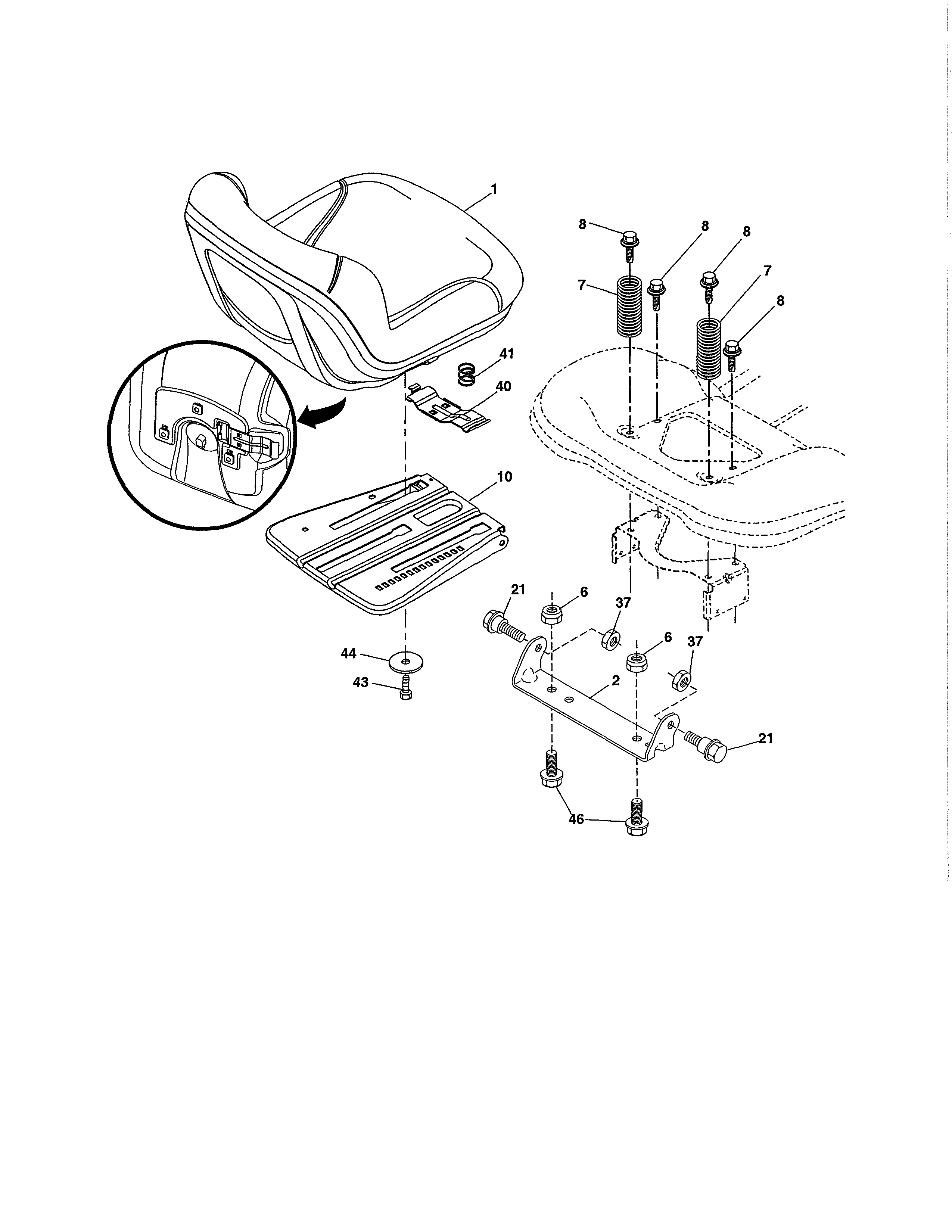 Craftsman 917990380 seat assembly diagram