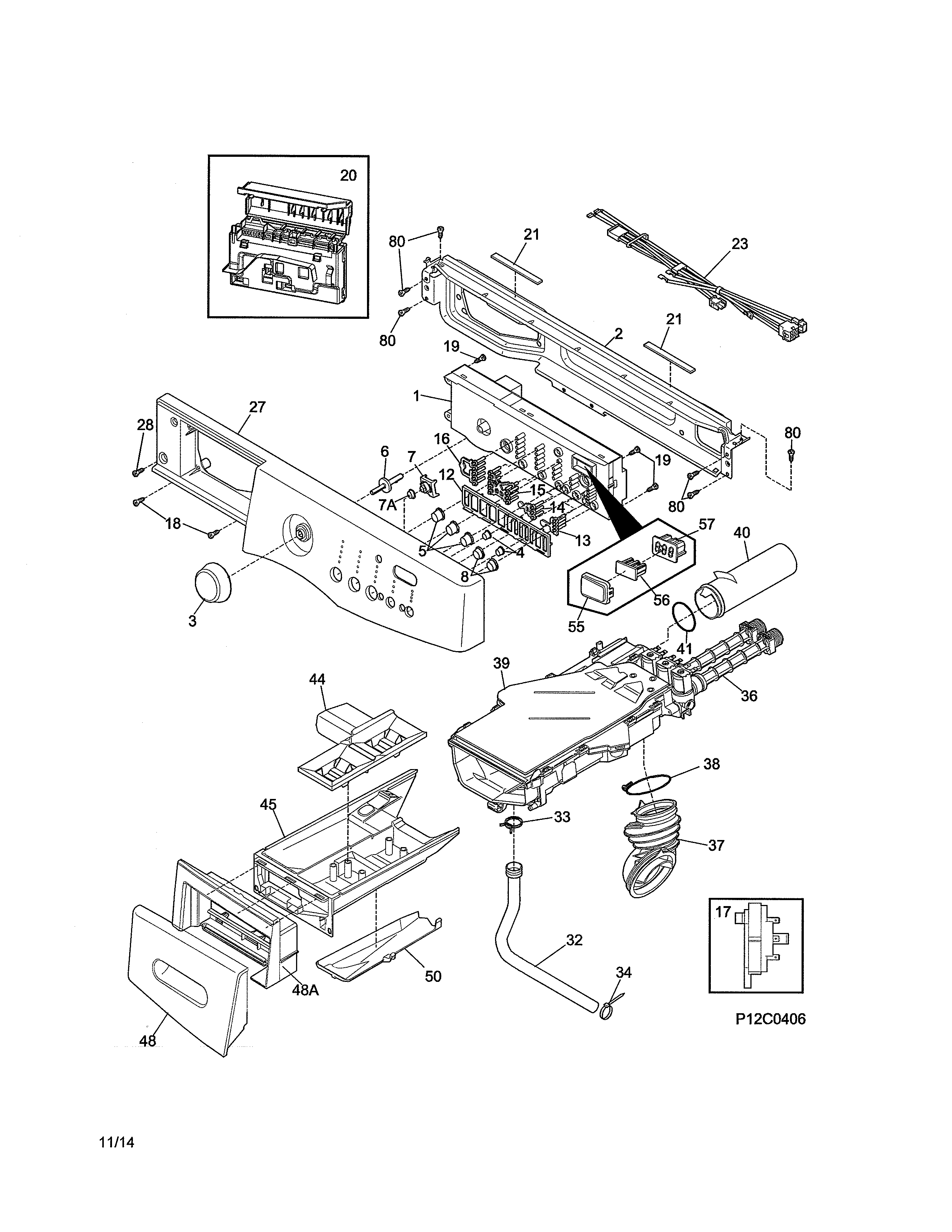 Frigidaire 970L48422E0 control panel diagram