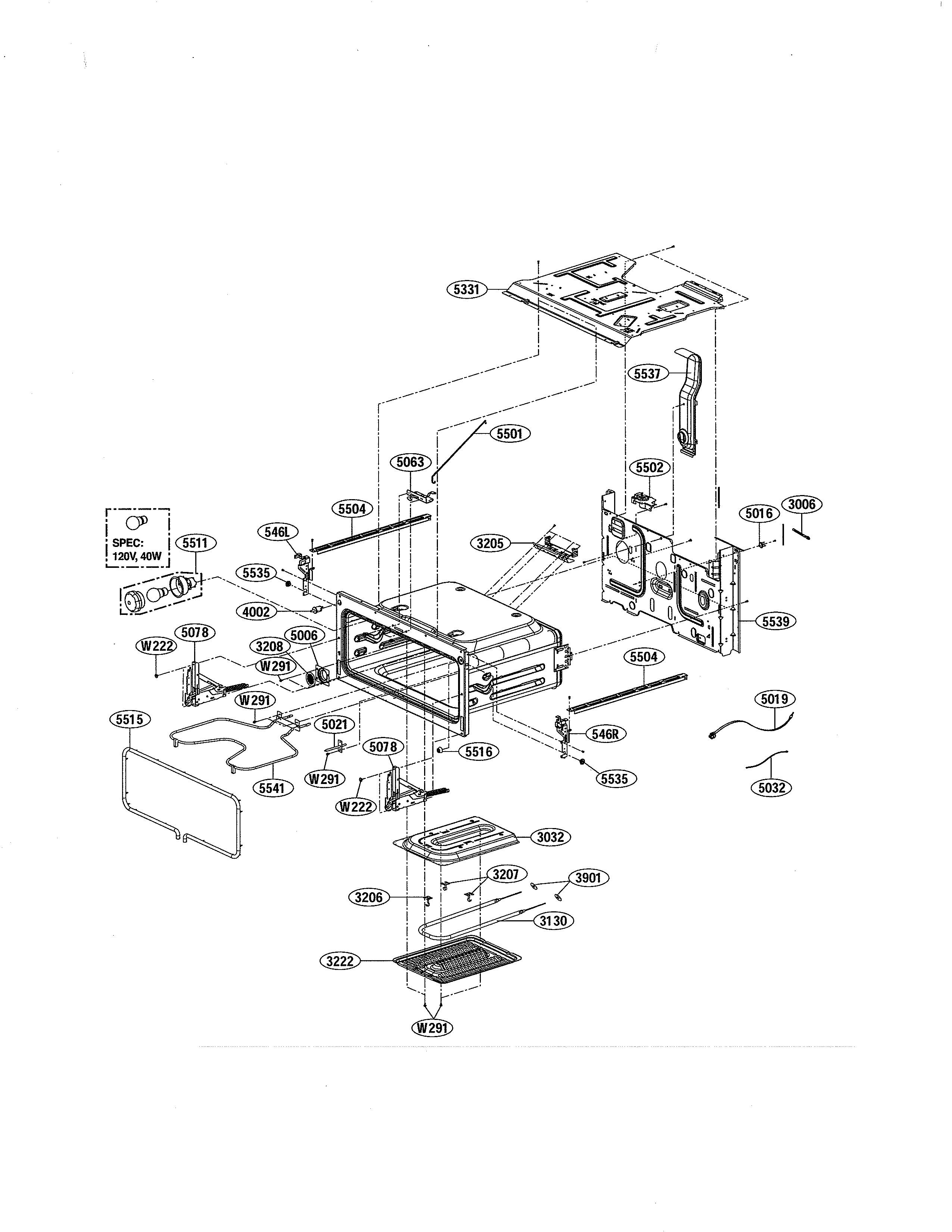 LG LDE5415ST upper cavity diagram