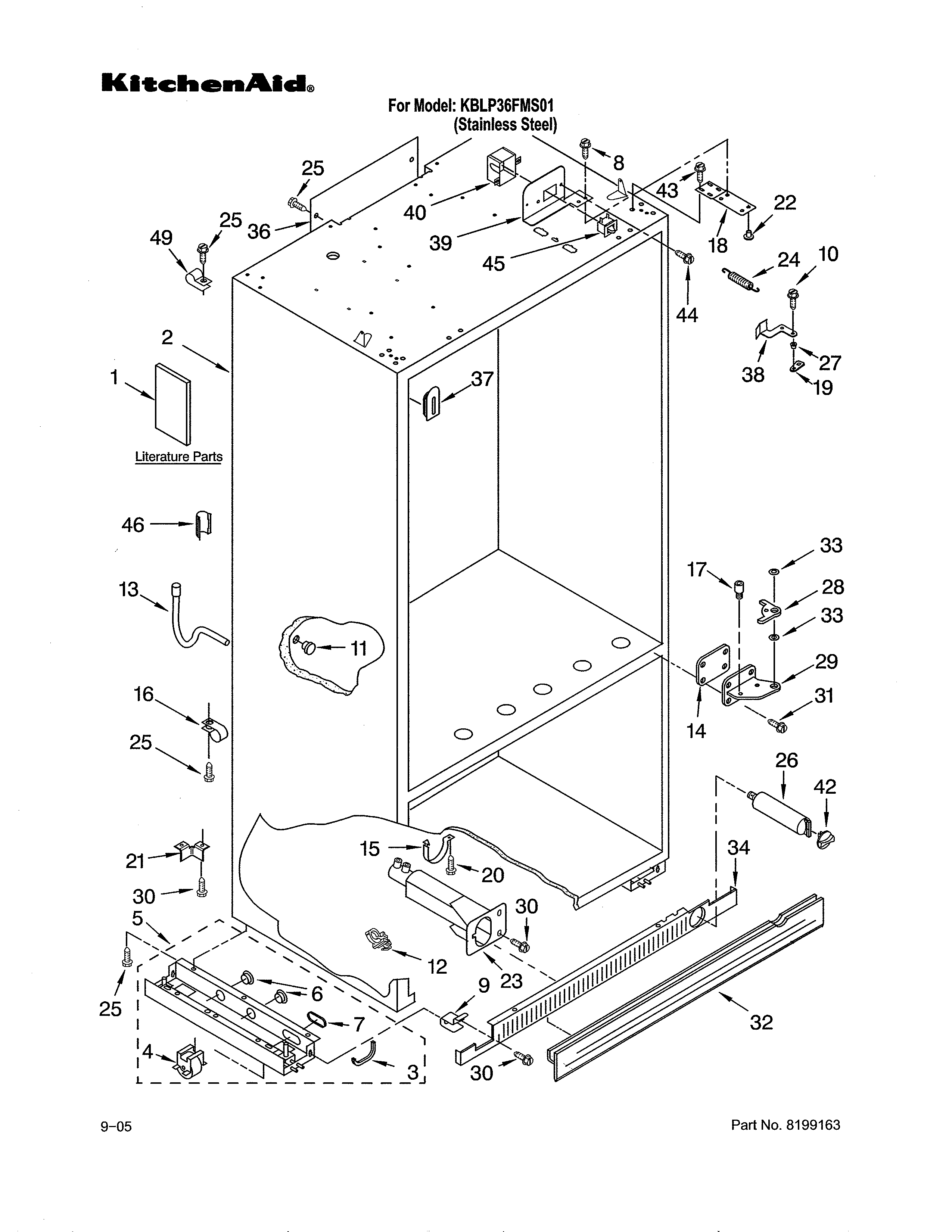KitchenAid KBLP36FMS01 cabinet parts diagram