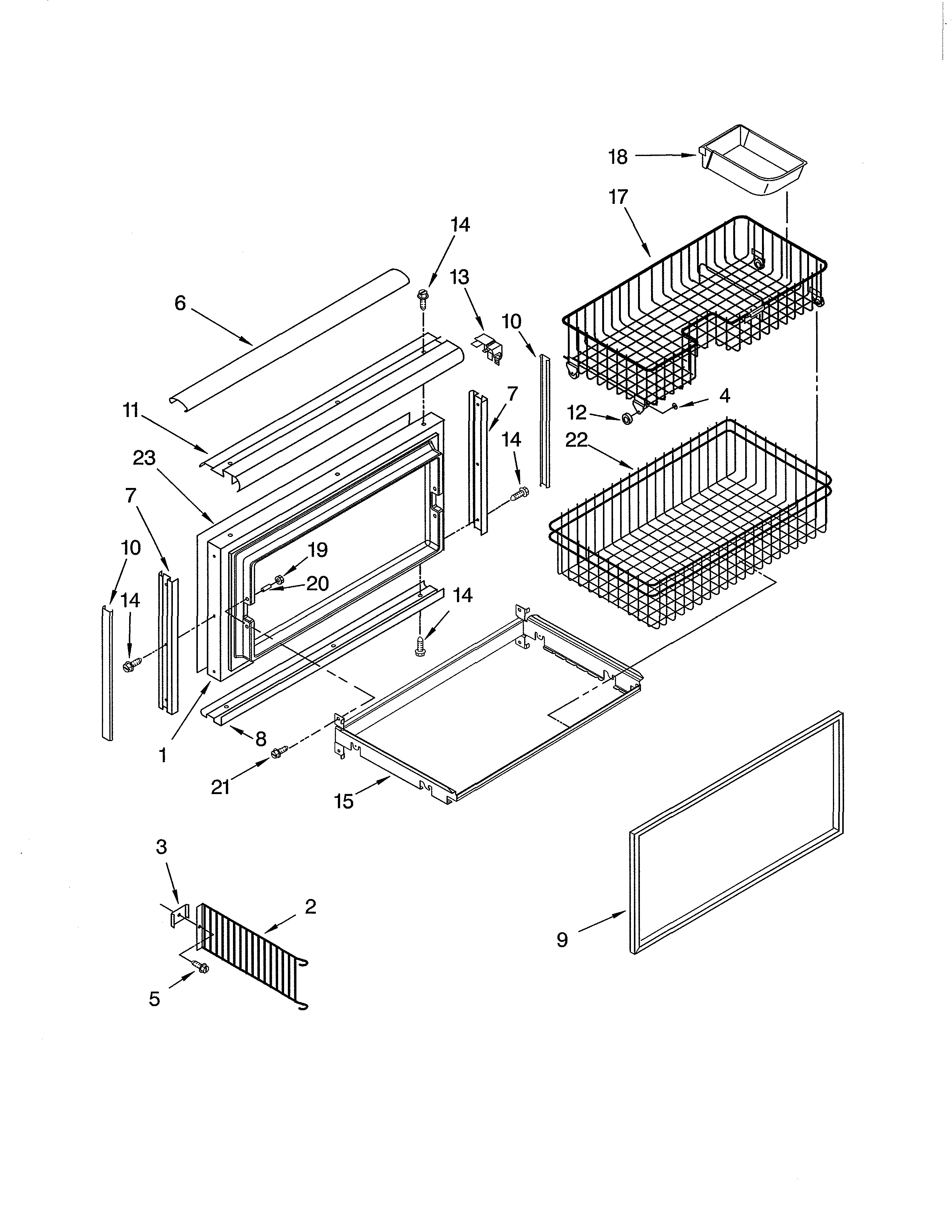 KitchenAid KBLP36FMS01 freezer door & basket parts diagram