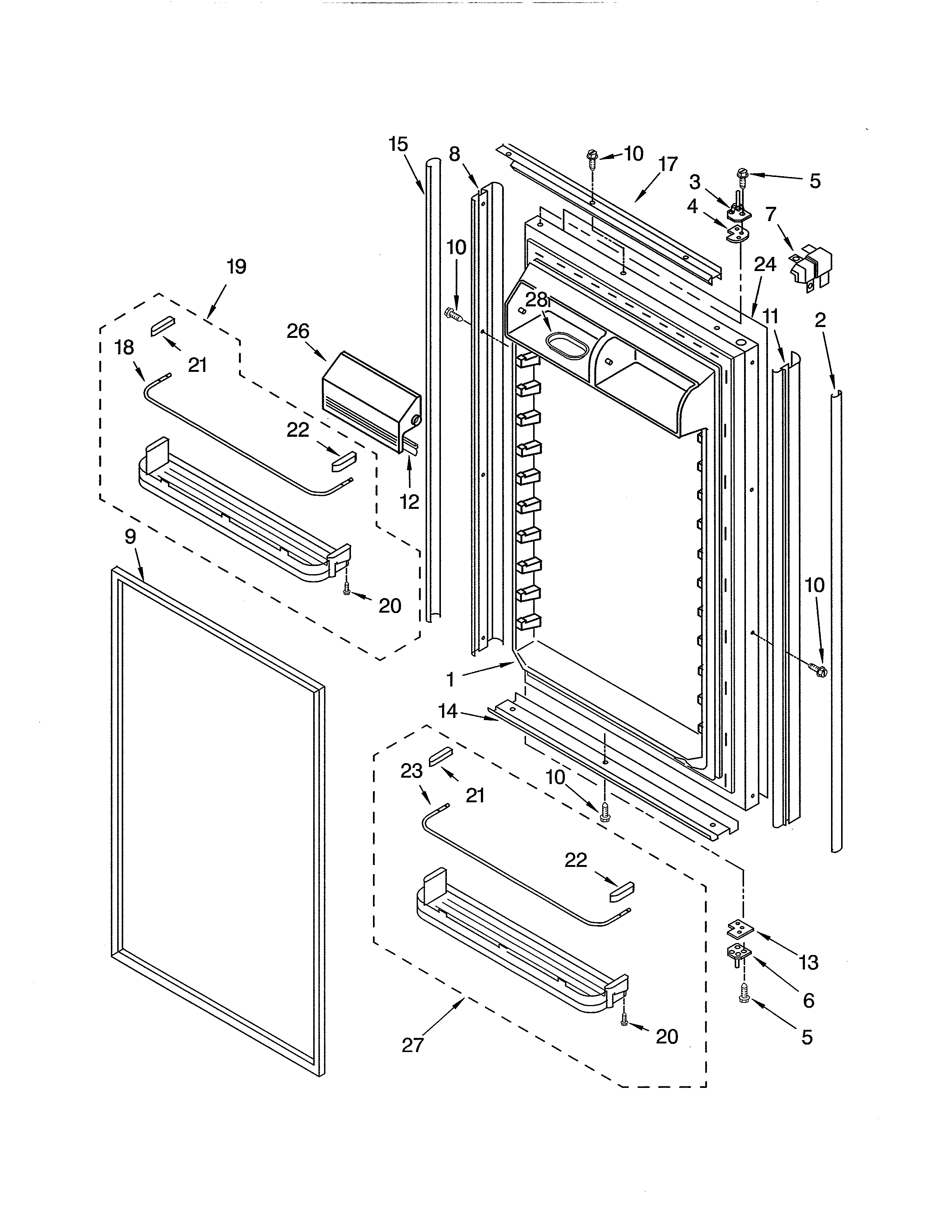 KitchenAid KBLP36FMS01 refrigerator door parts diagram
