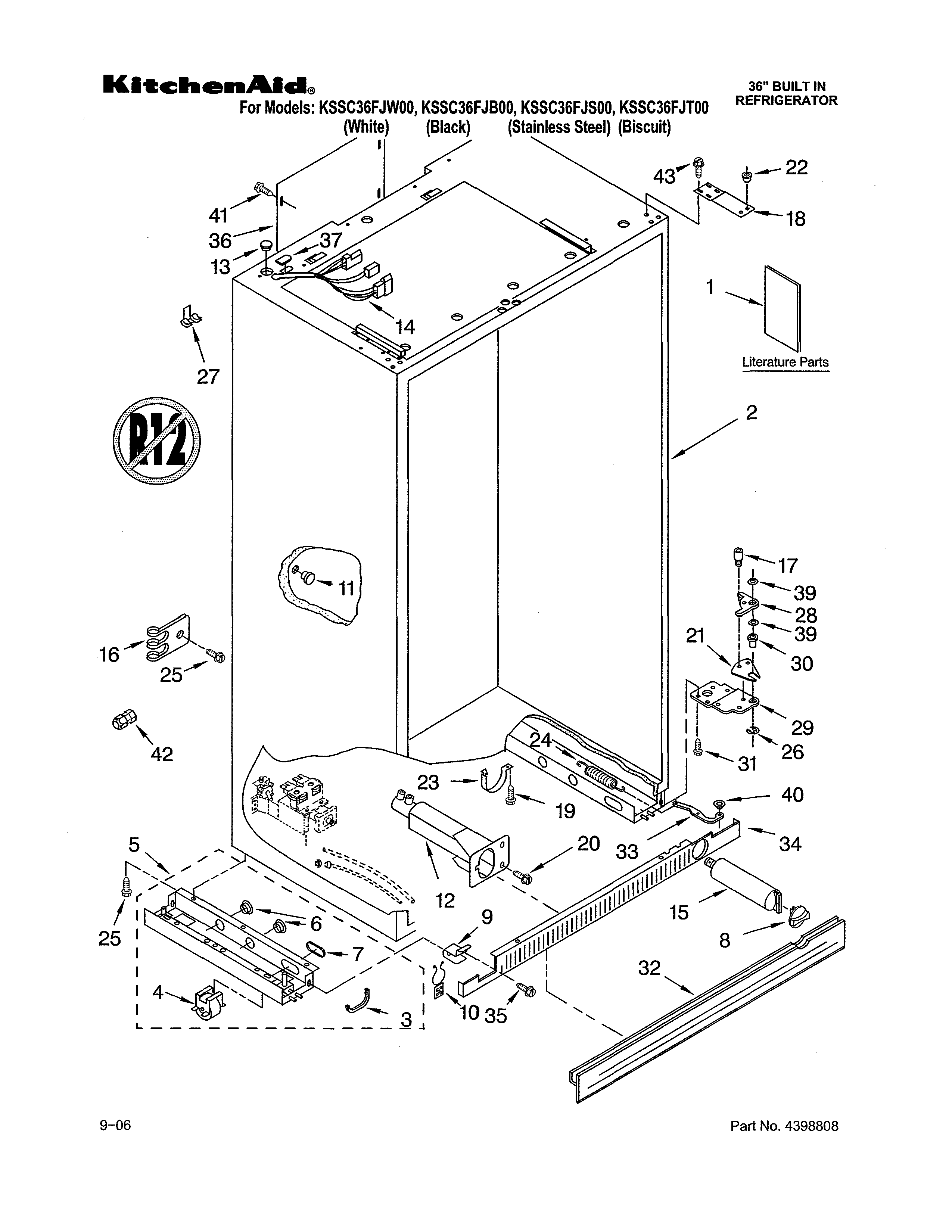 KitchenAid KSSC36FJS00 cabinet parts diagram