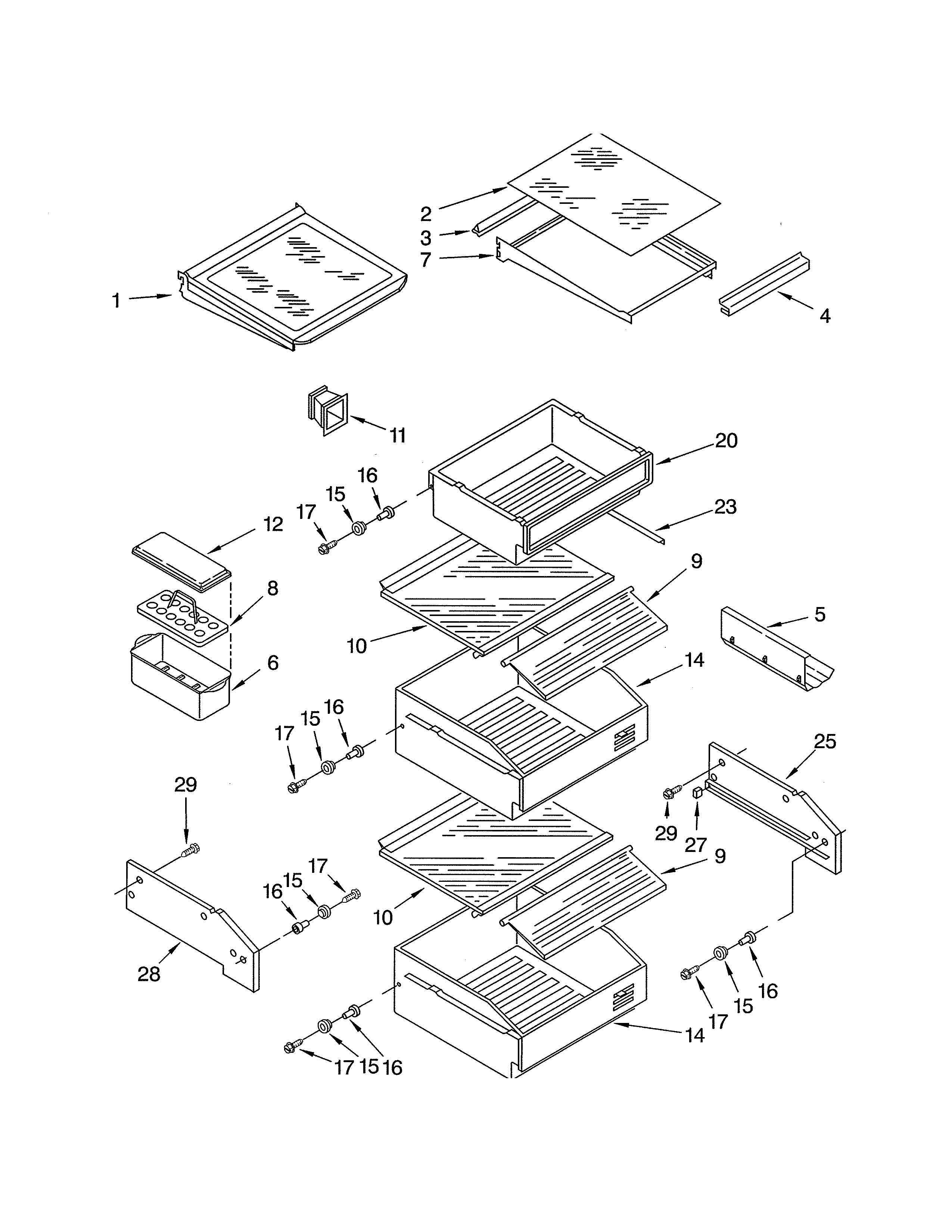 KitchenAid KSSC36FJS00 refrigerator shelf parts diagram