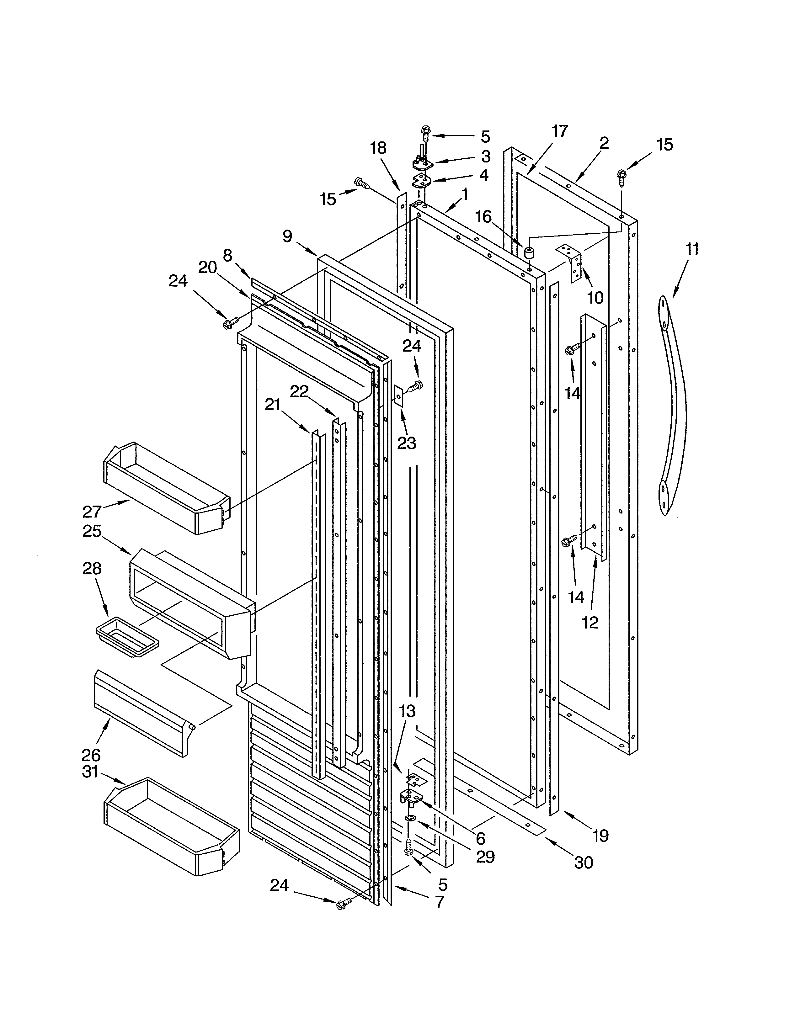 KitchenAid KSSC36FJS00 refrigerator door parts diagram