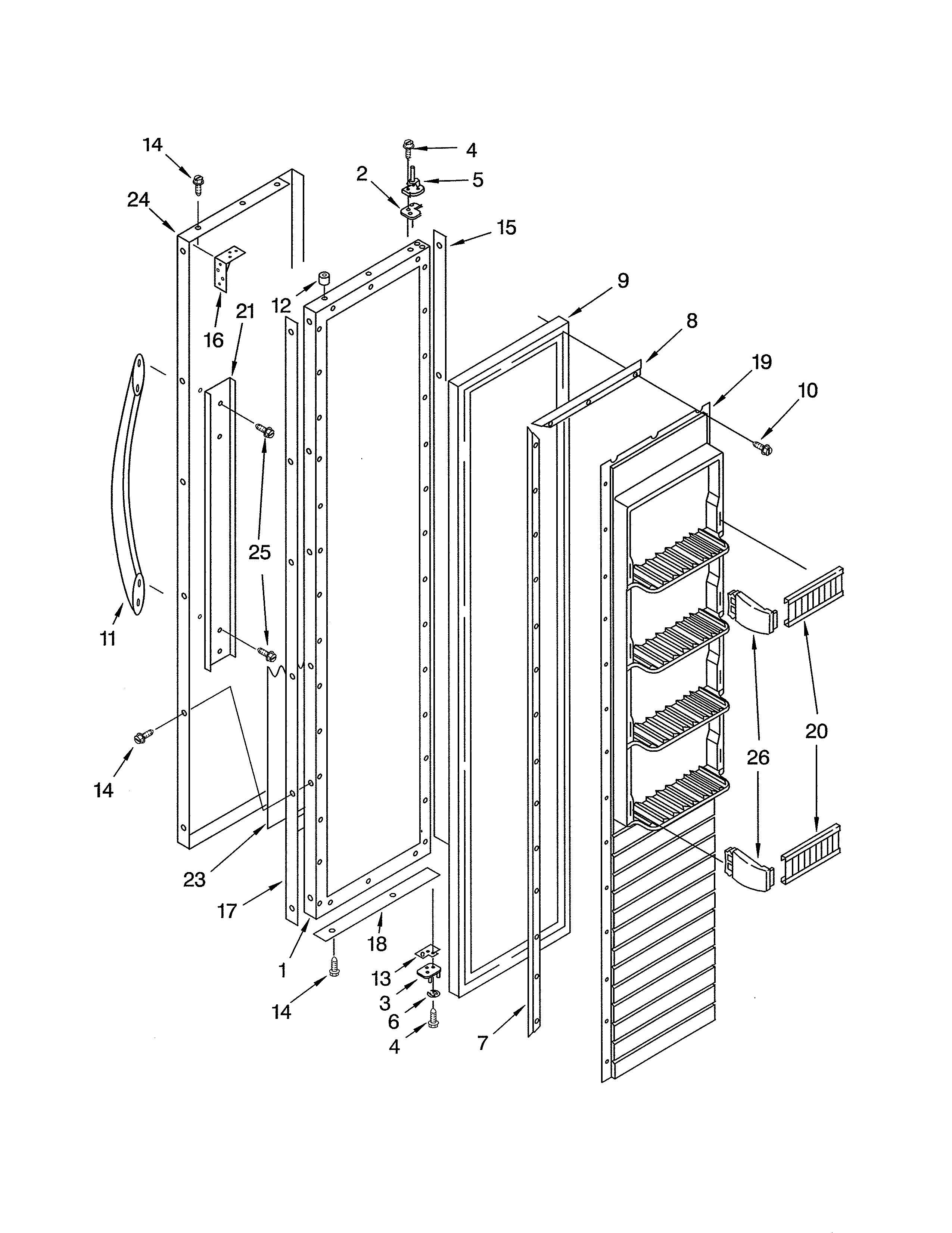KitchenAid KSSC36FJS00 freezer door parts diagram