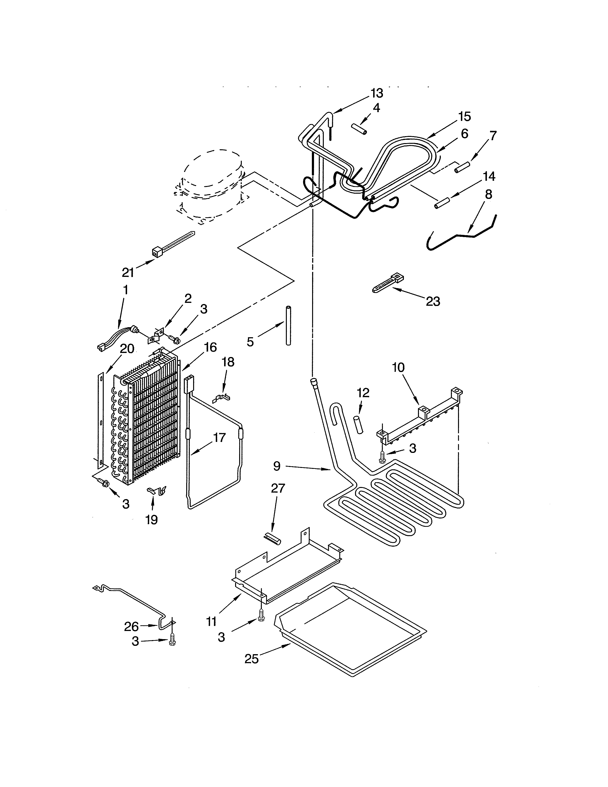 KitchenAid KSSC36FJS00 lower unit & tube parts diagram