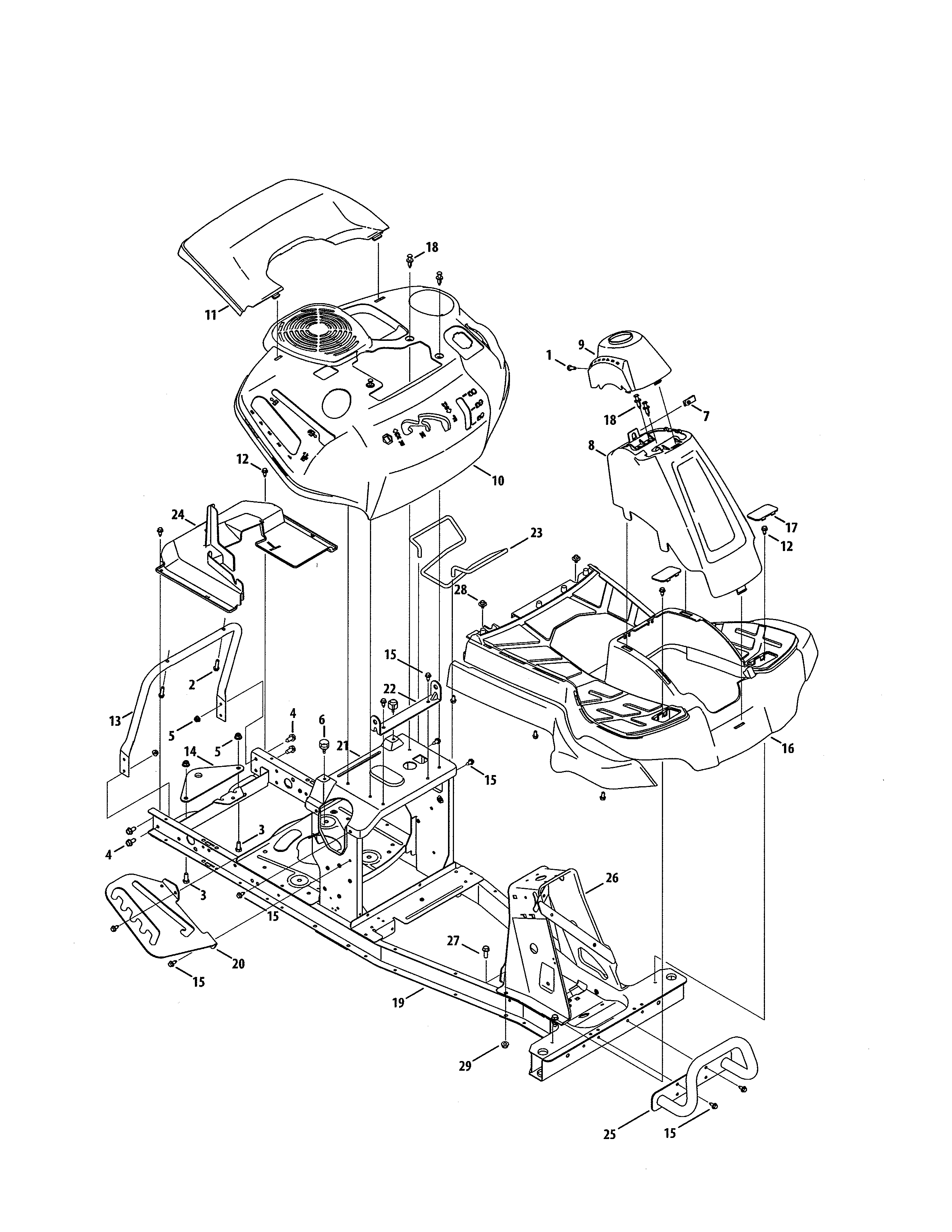 Craftsman 247203695 fender/frame diagram