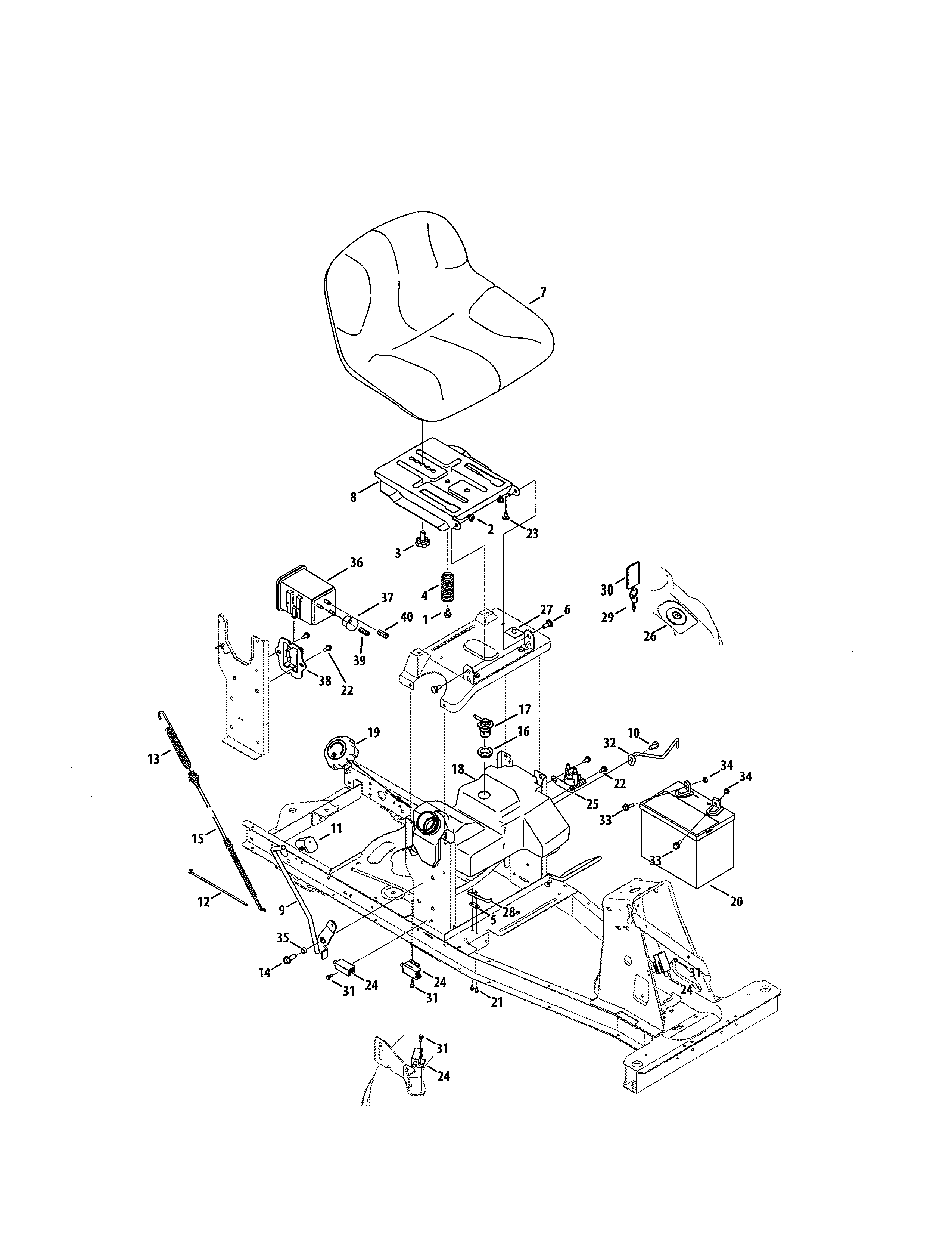 Craftsman 247203695 seat/battery diagram