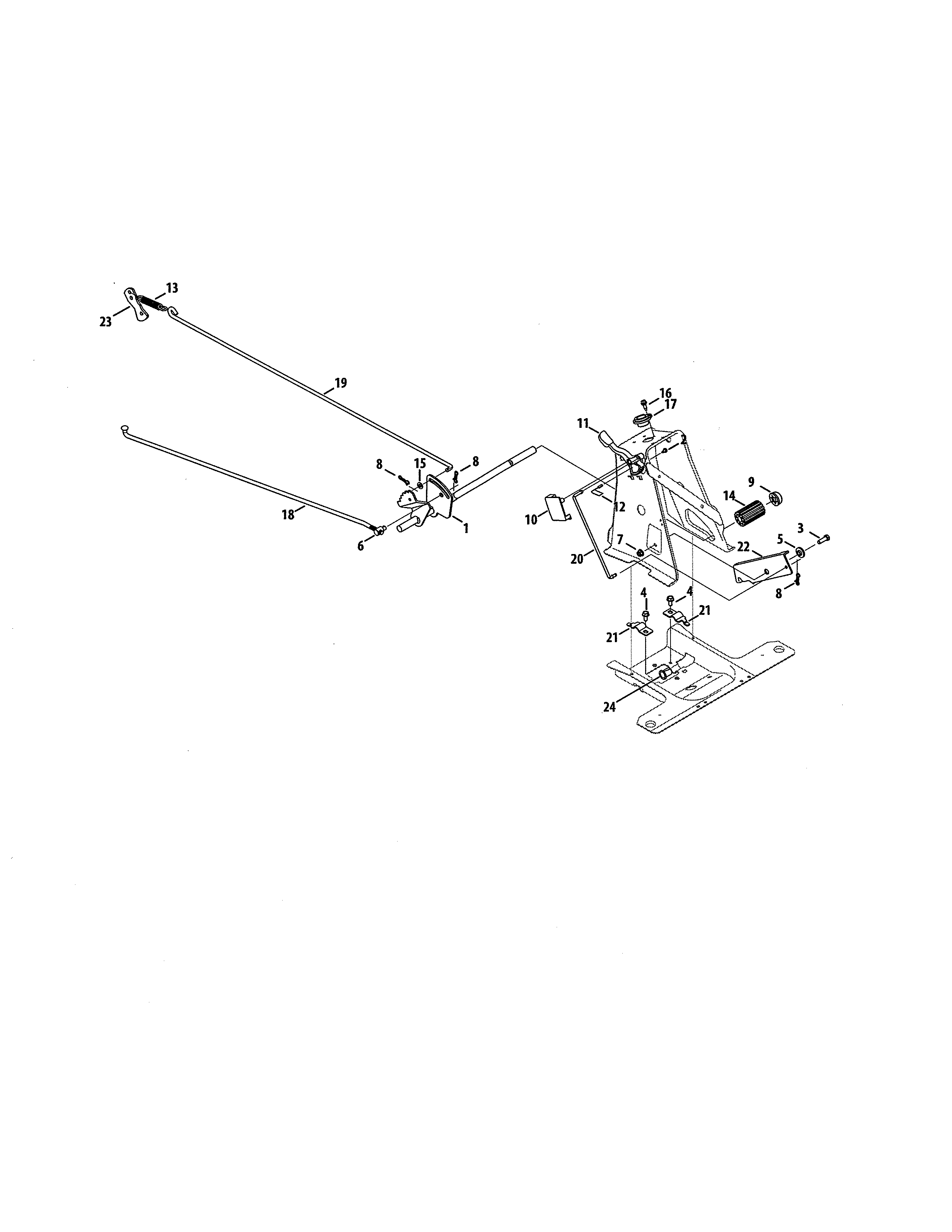 Craftsman 247203695 brake pedal & rods diagram