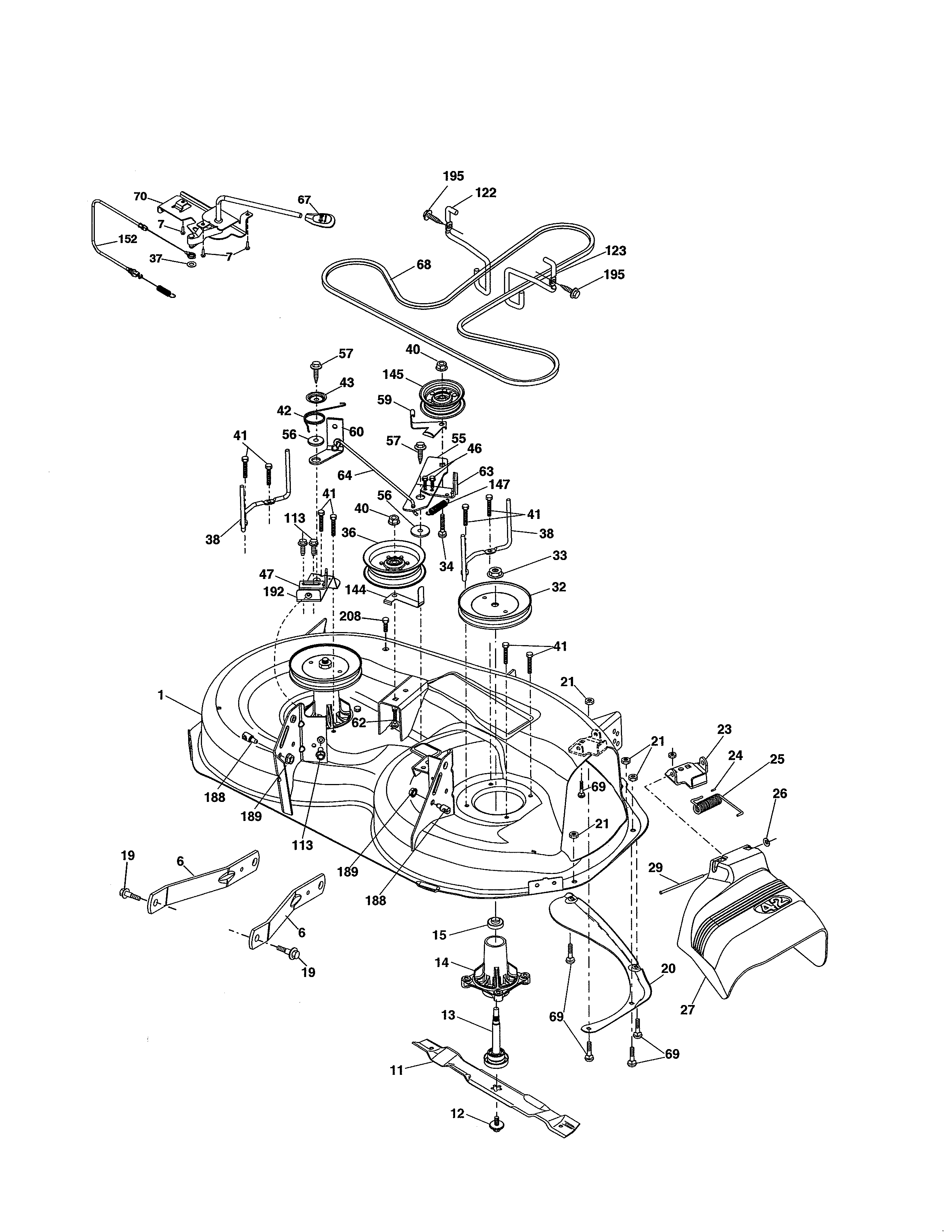 Poulan 96042018300 mower deck diagram