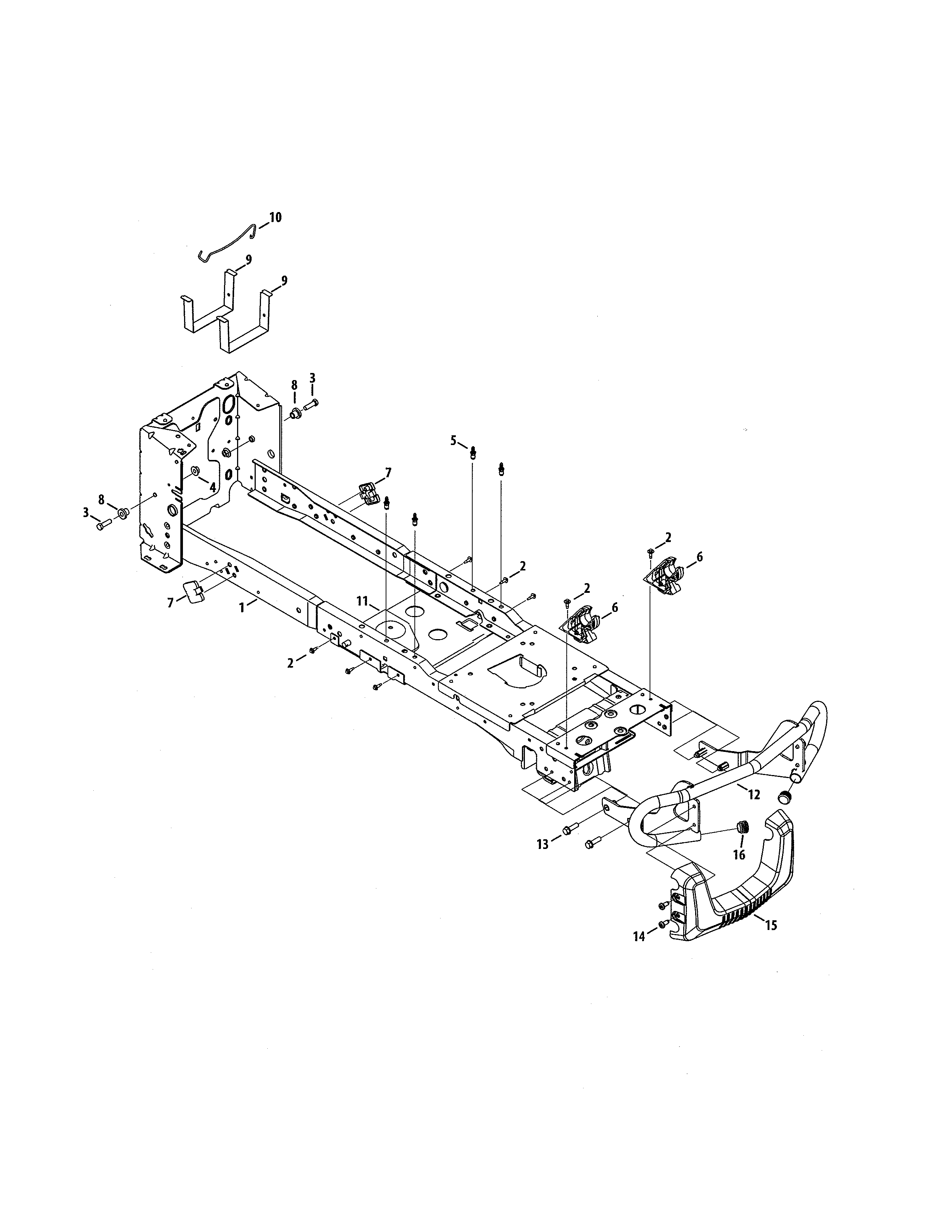 MTD 14A7A3ZW099 frame/bumper diagram