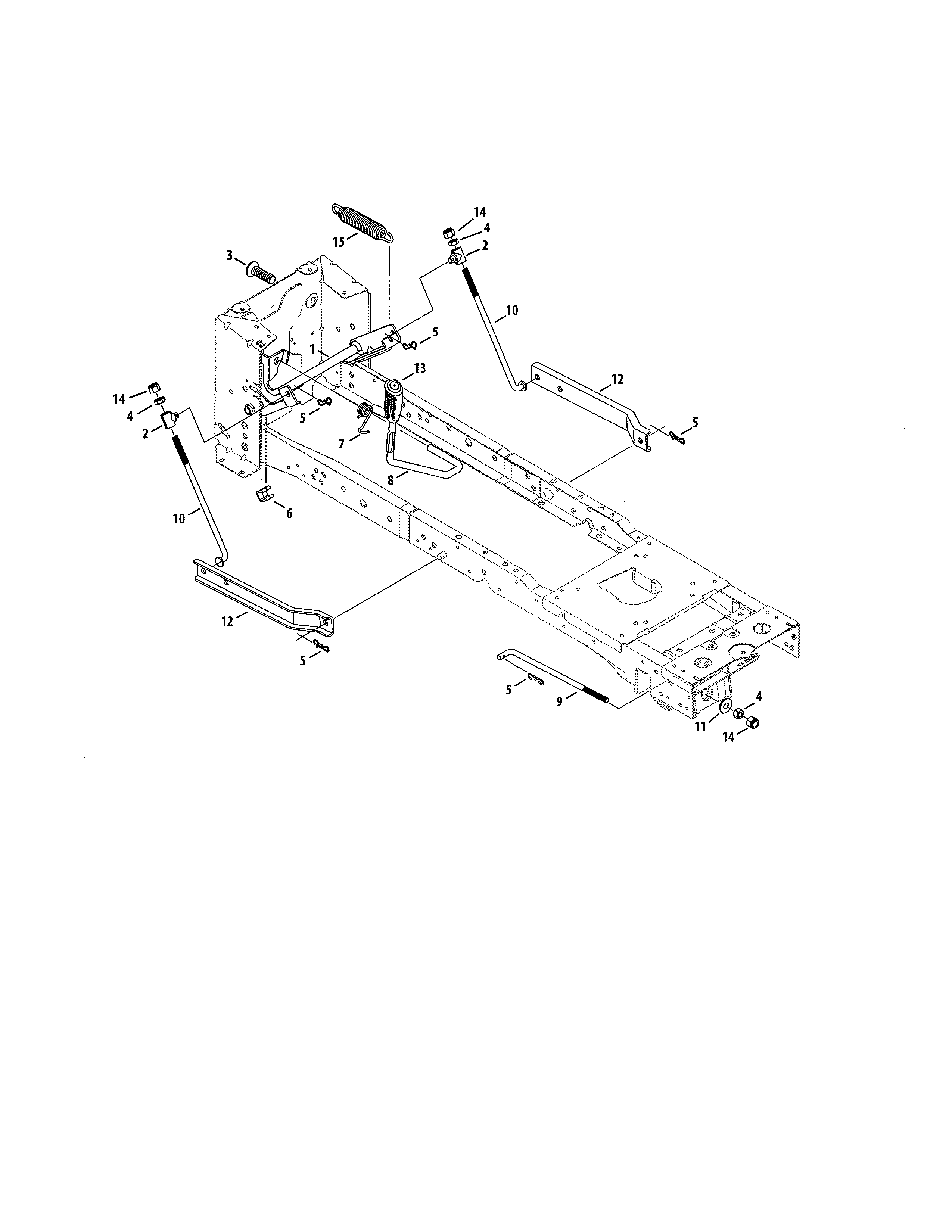 MTD 14A7A3ZW099 rear lift/lift adjustment diagram