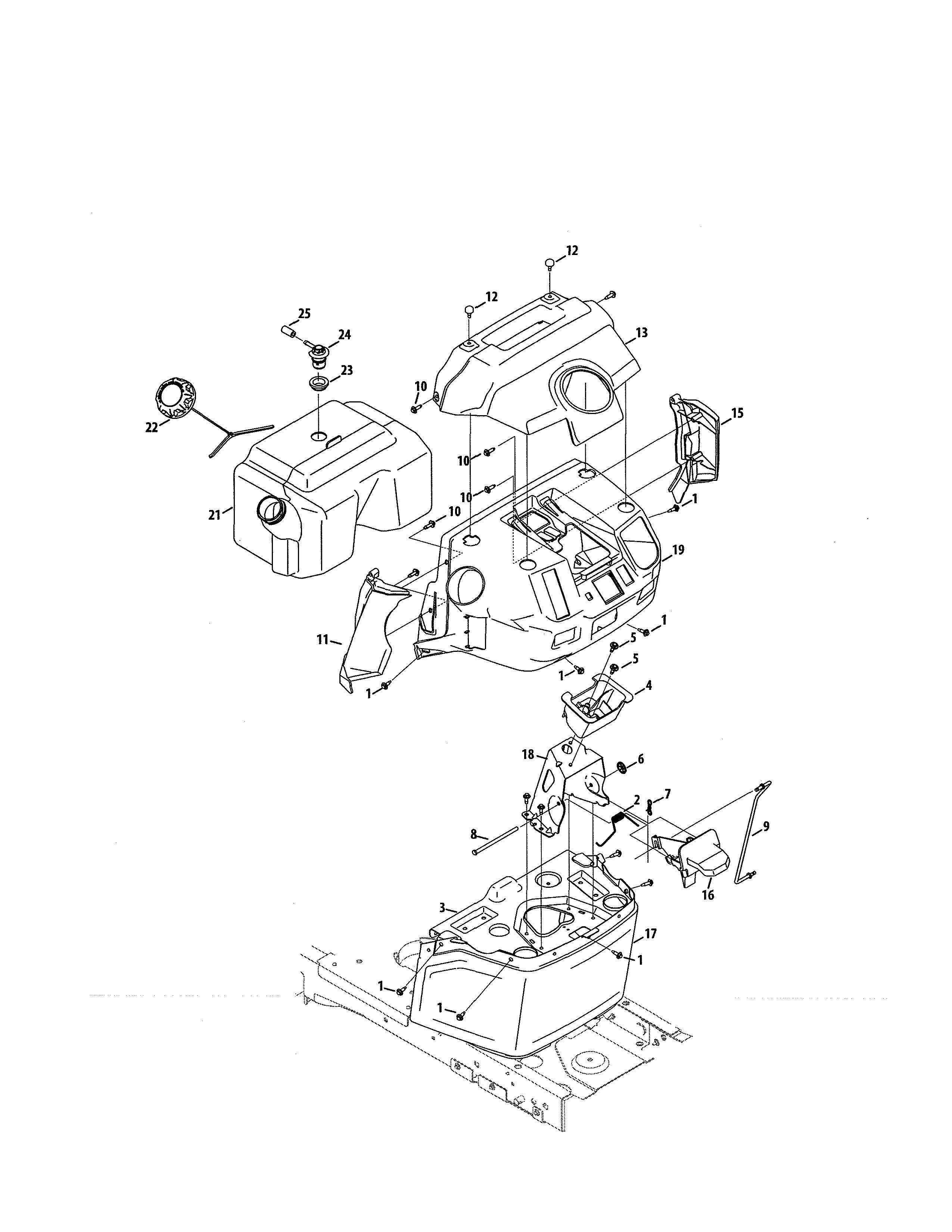 Craftsman 247270440 fuel tank/lower dash diagram
