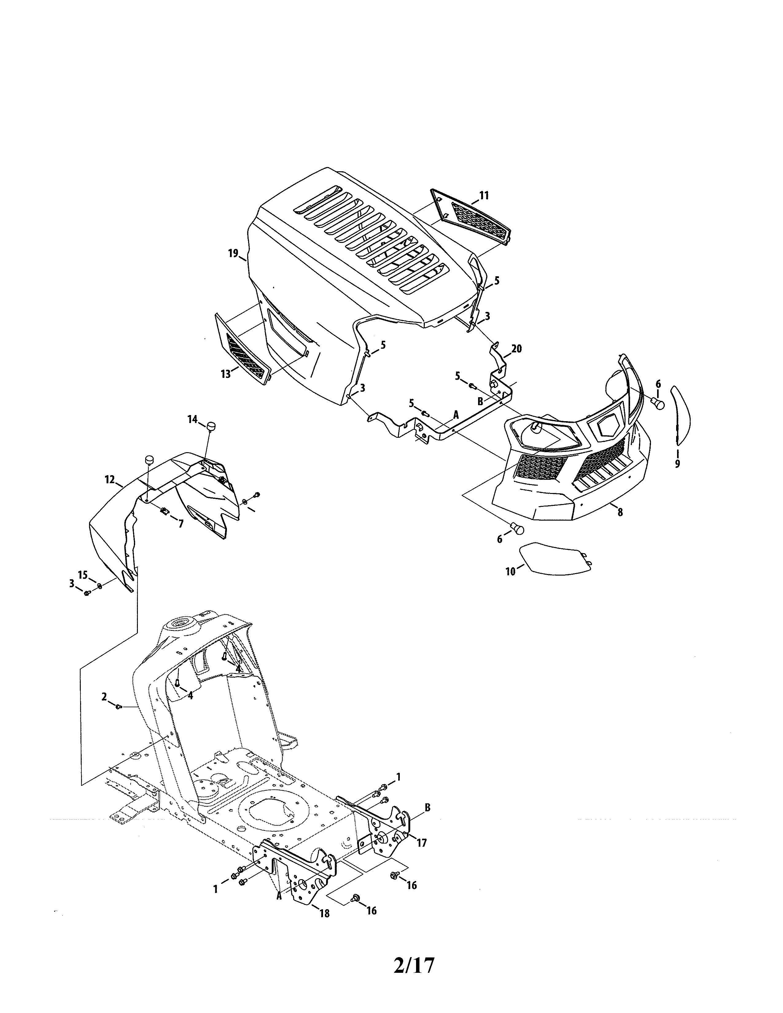 MTD 13A878XT099 hood/bumper diagram