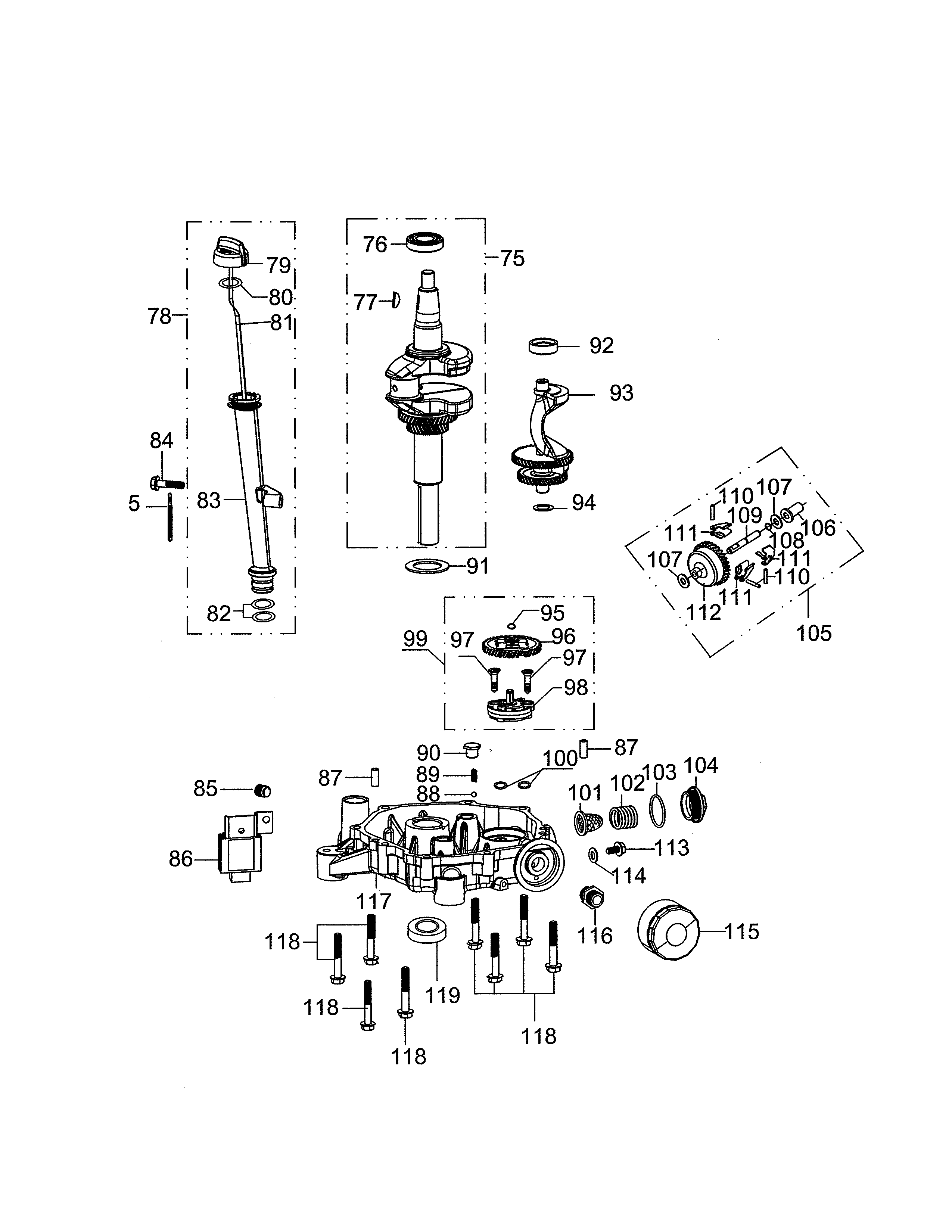 Craftsman 247203695 crankshaft & crankcase cover diagram