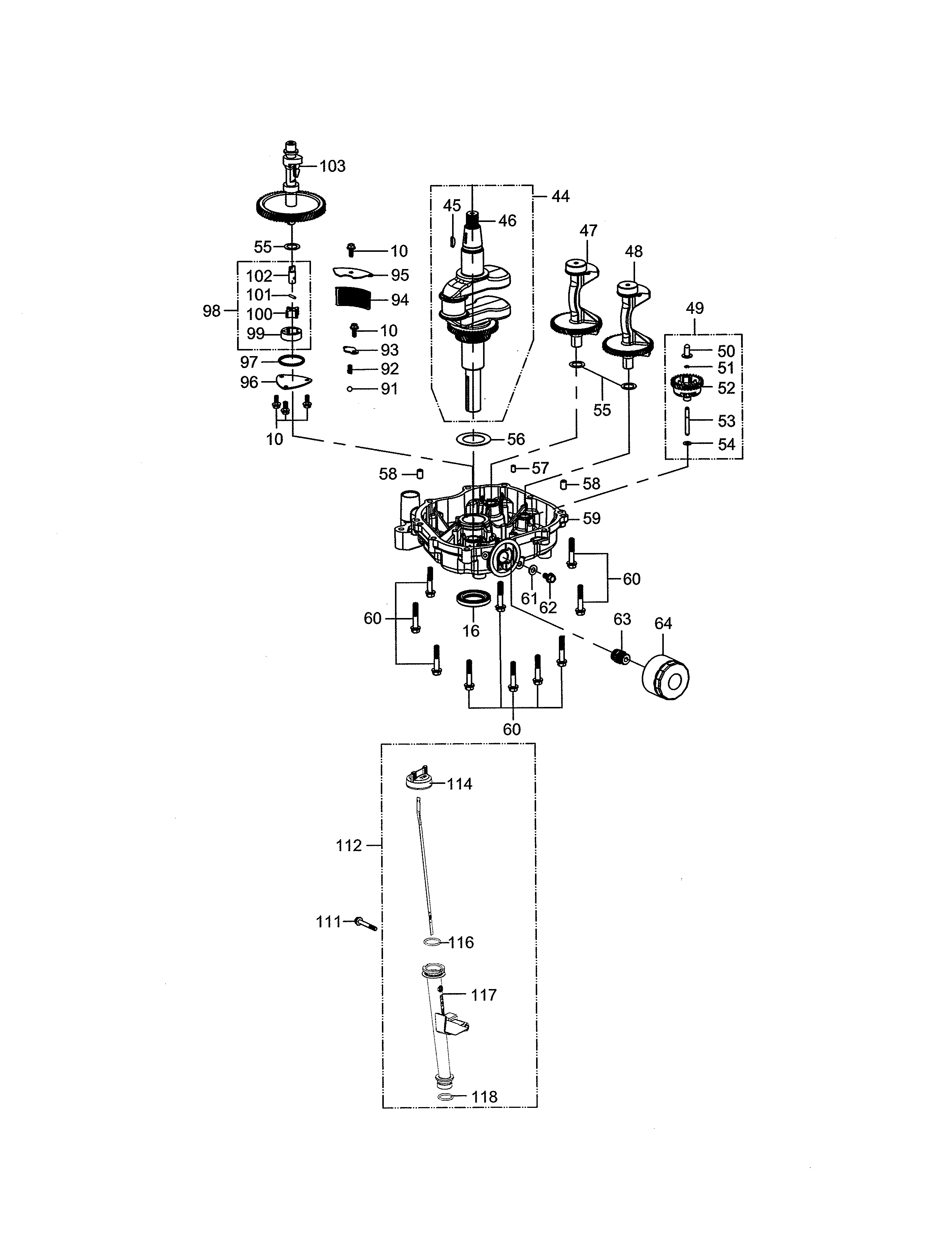 MTD 13A878XS099 crankshaft/crankcase cover diagram
