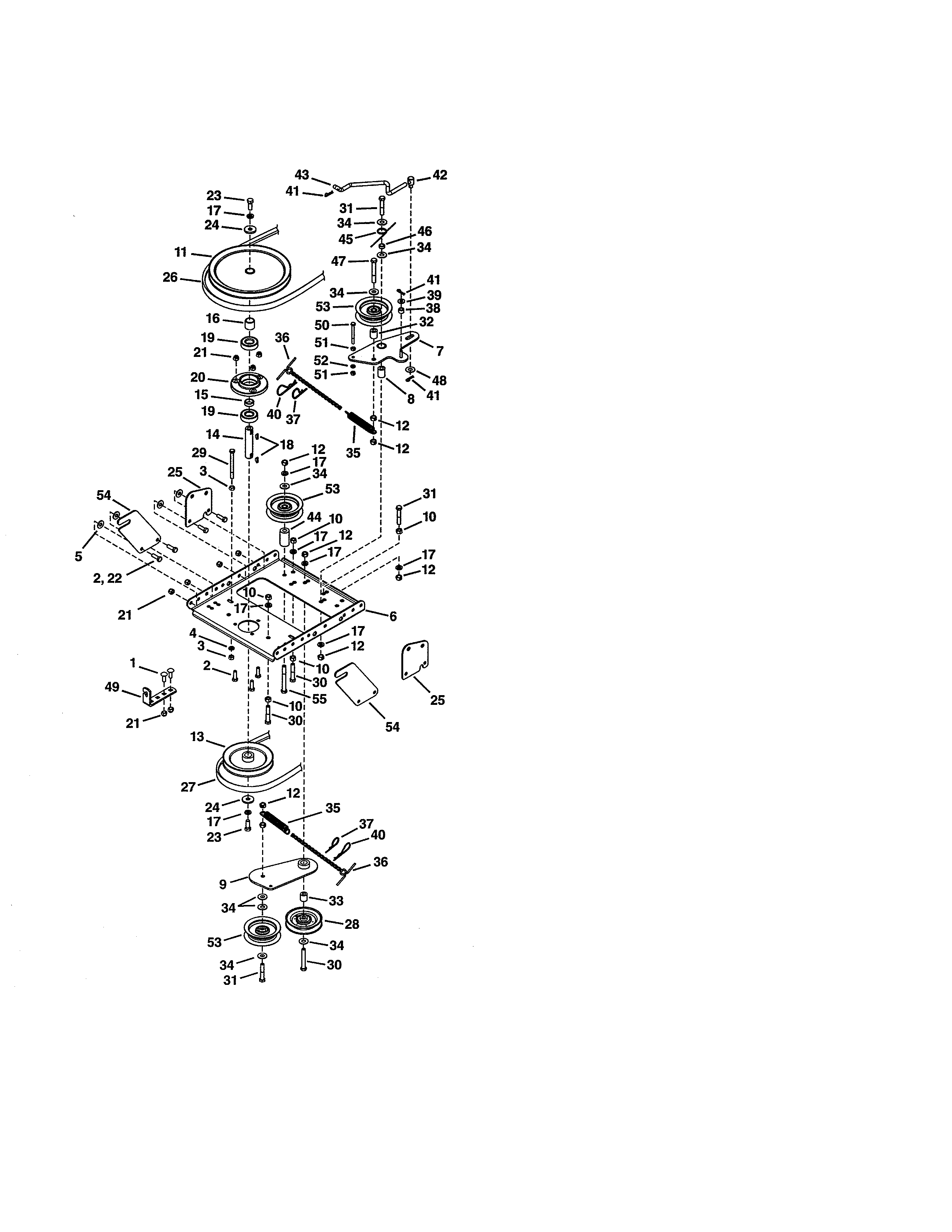 Craftsman 486248374 frame/pulleys/idler bracket diagram