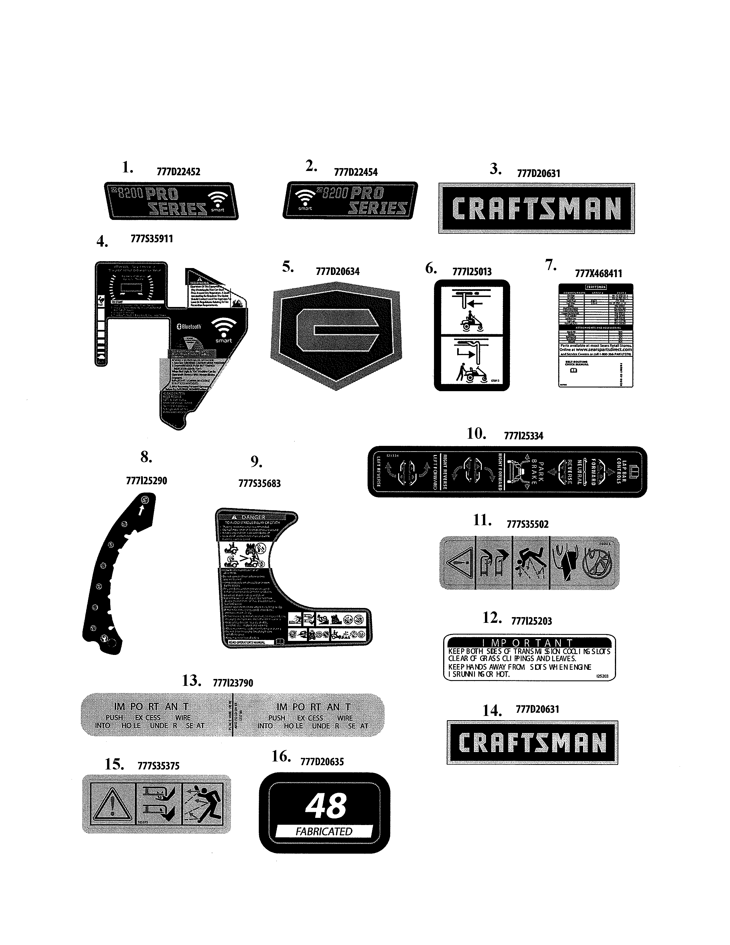 Craftsman 247270500 decals diagram