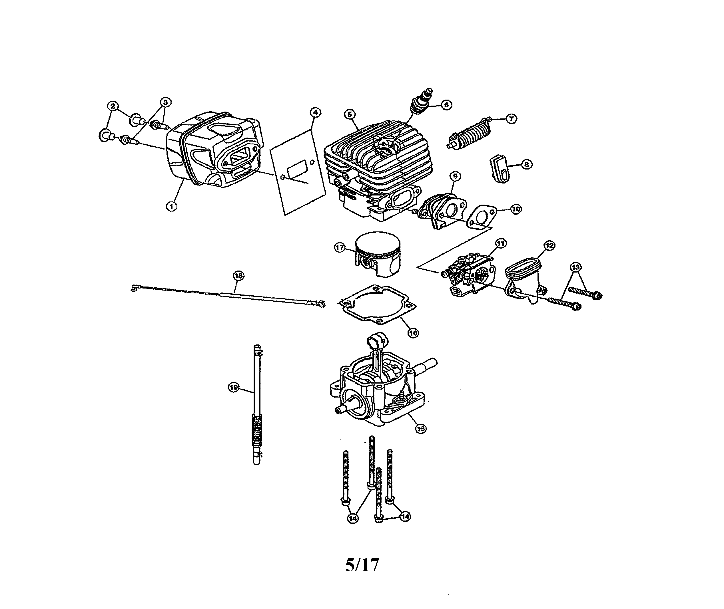 Remington RM5520R muffler/cylinder/short block diagram