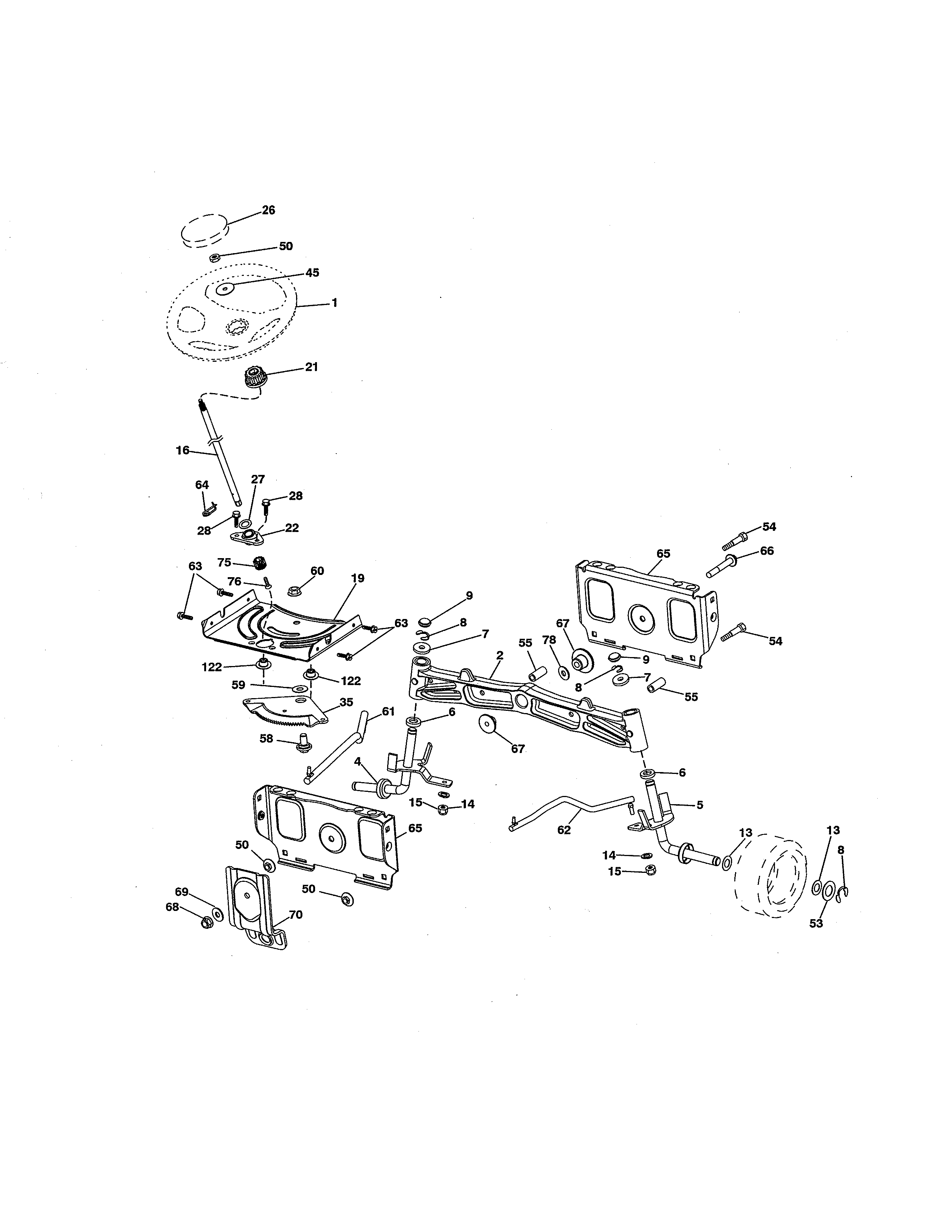 Husqvarna GTH52XLS-96045005700 steering diagram